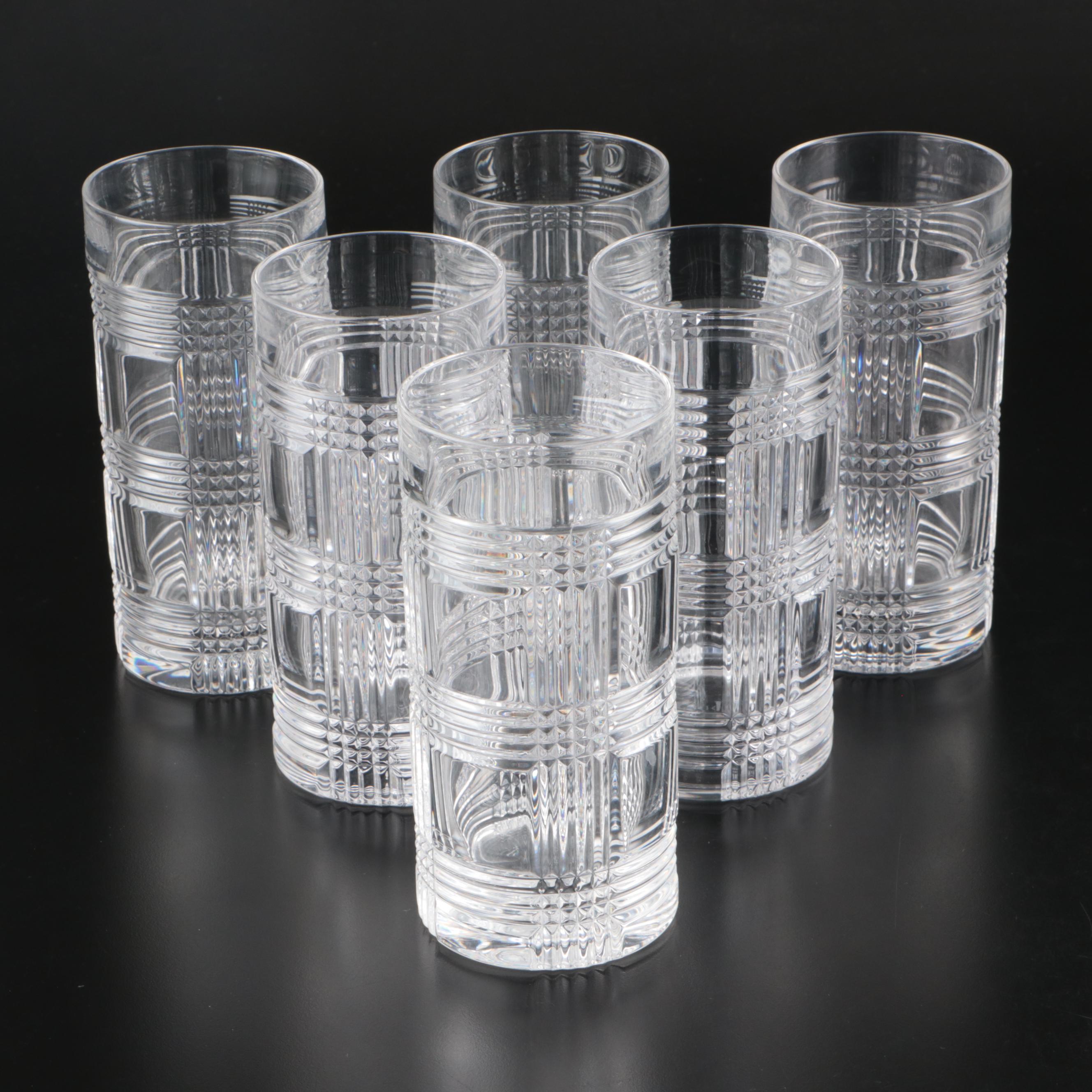 Ralph Lauren "Glen Plaid" Crystal Highball Glasses and Old Fashioned Glasses