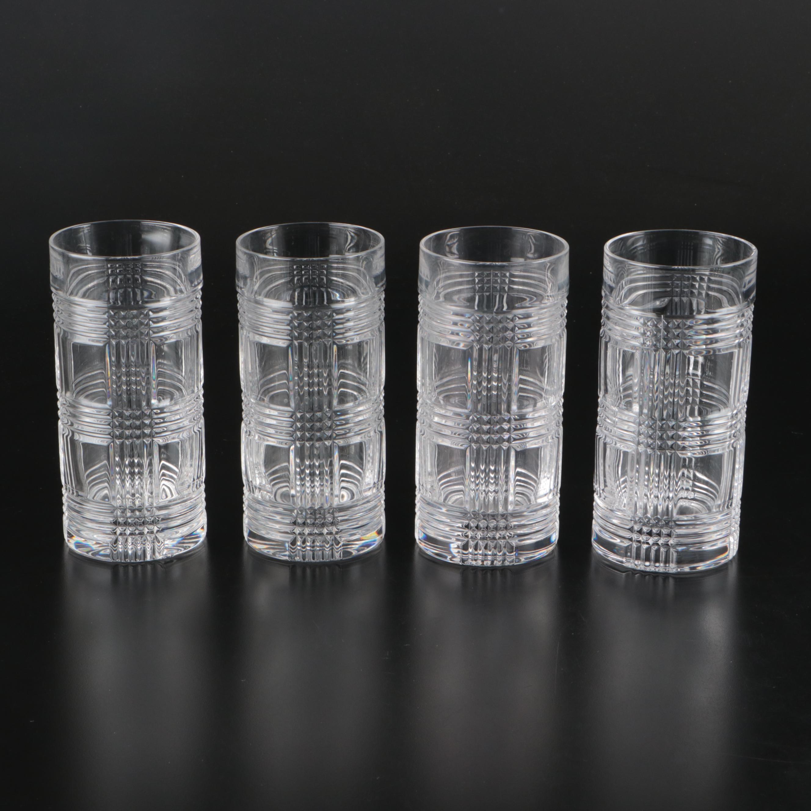 Ralph Lauren "Glen Plaid" Crystal Highball Glasses and Old Fashioned Glasses