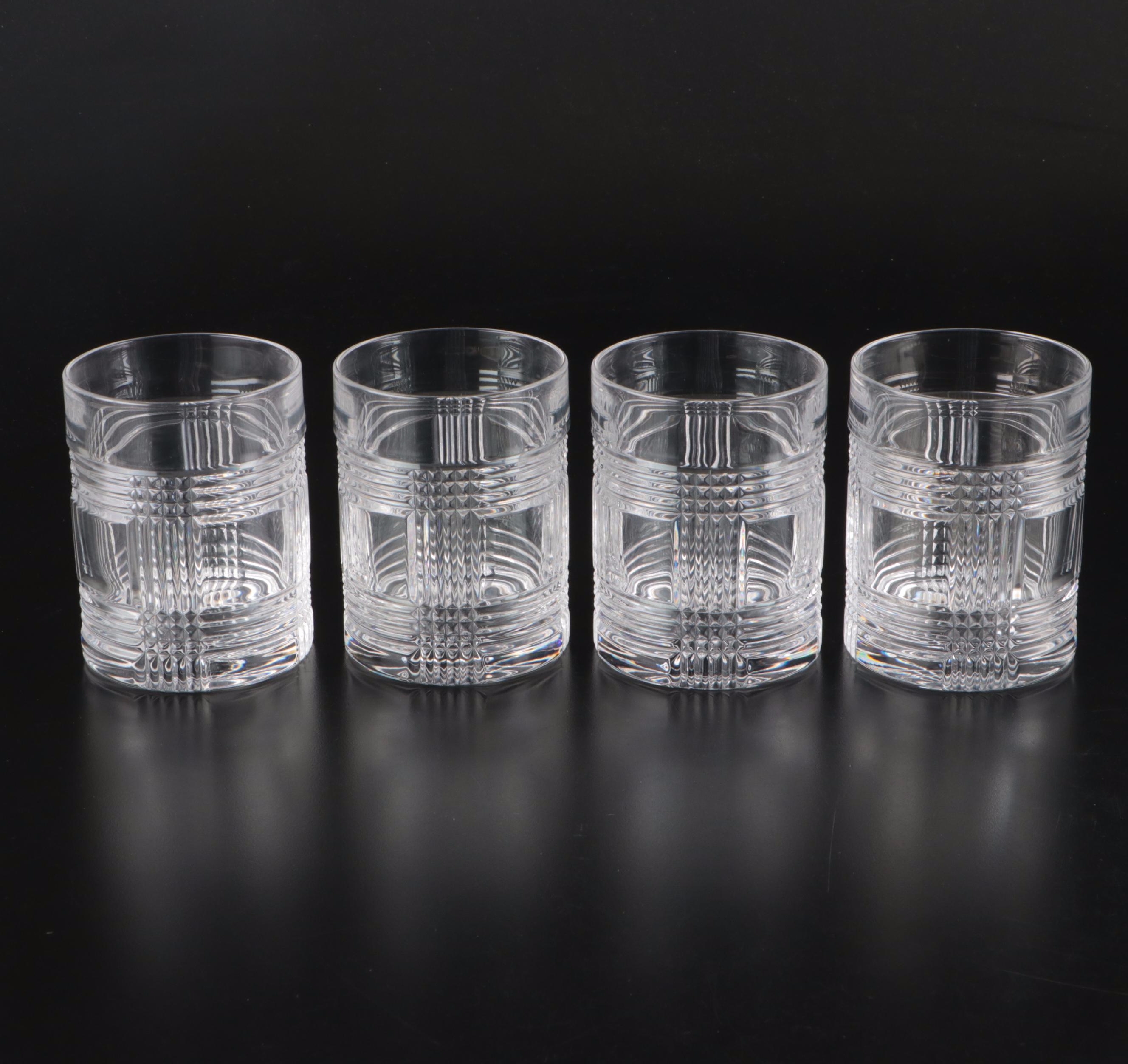 Ralph Lauren "Glen Plaid" Crystal Highball Glasses and Old Fashioned Glasses