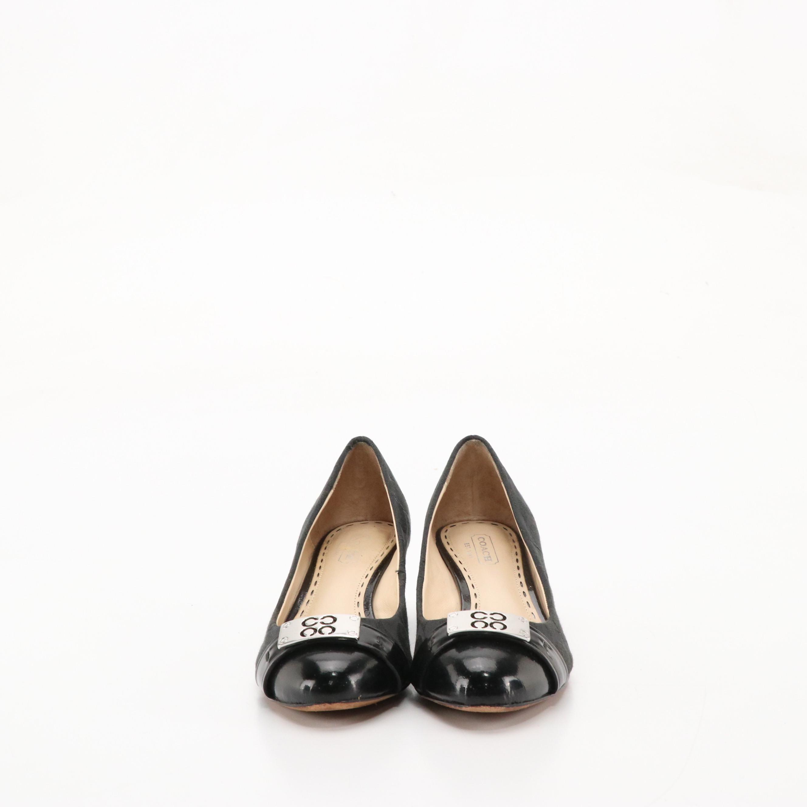 Coach Meryl Signature Canvas Wedges and Tulla Pink Bow Kitten Heels