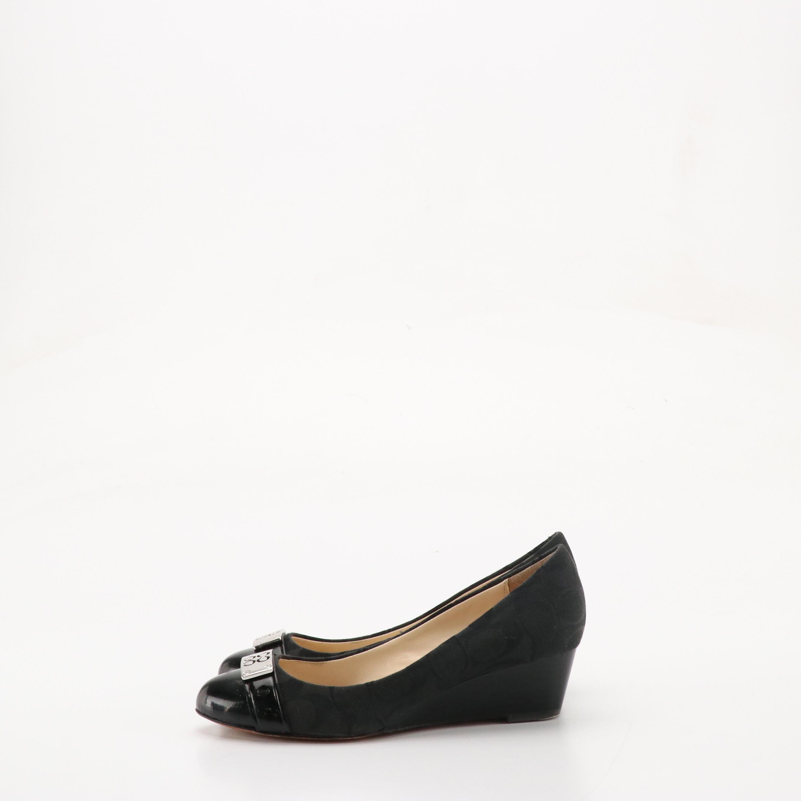 Coach Meryl Signature Canvas Wedges and Tulla Pink Bow Kitten Heels