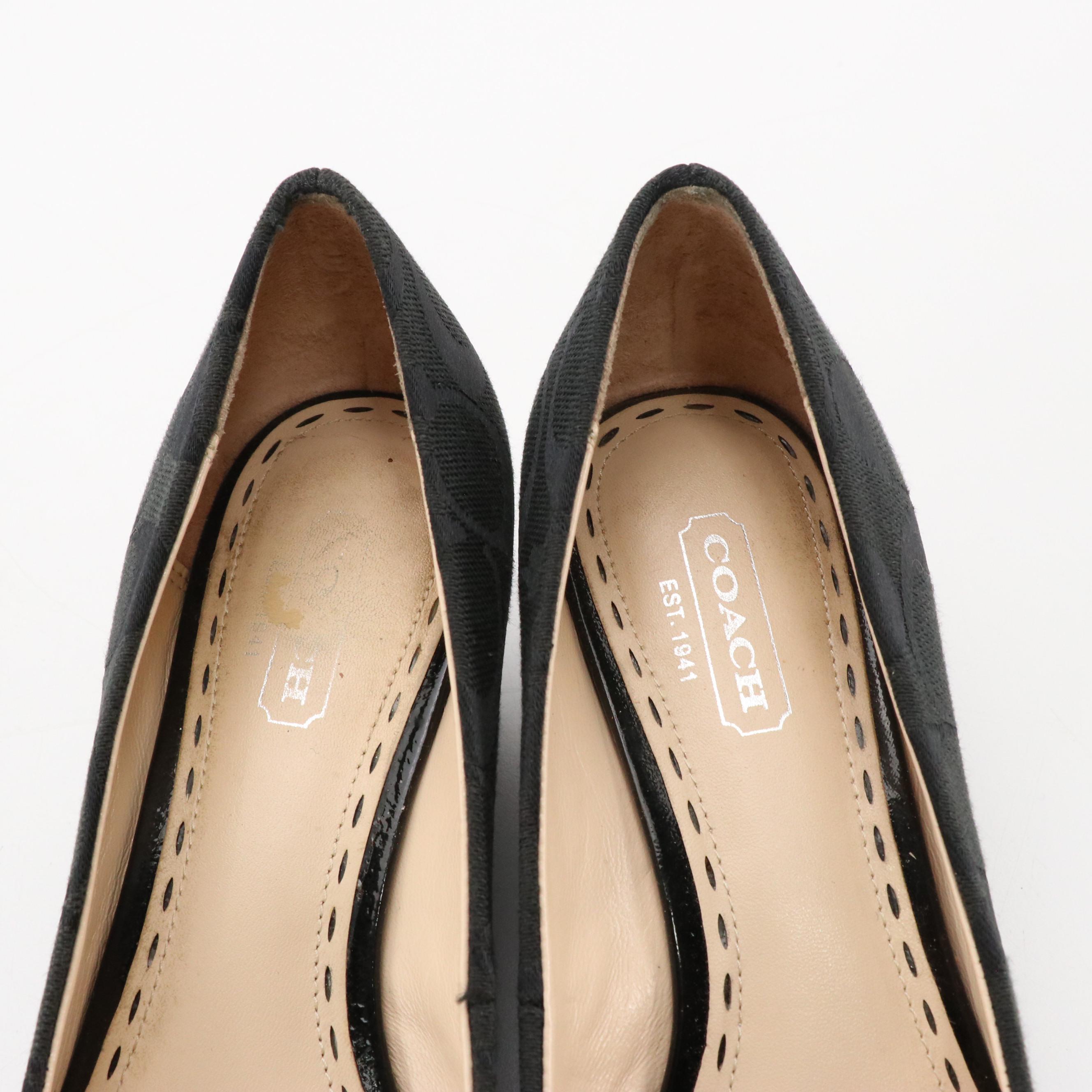 Coach Meryl Signature Canvas Wedges and Tulla Pink Bow Kitten Heels