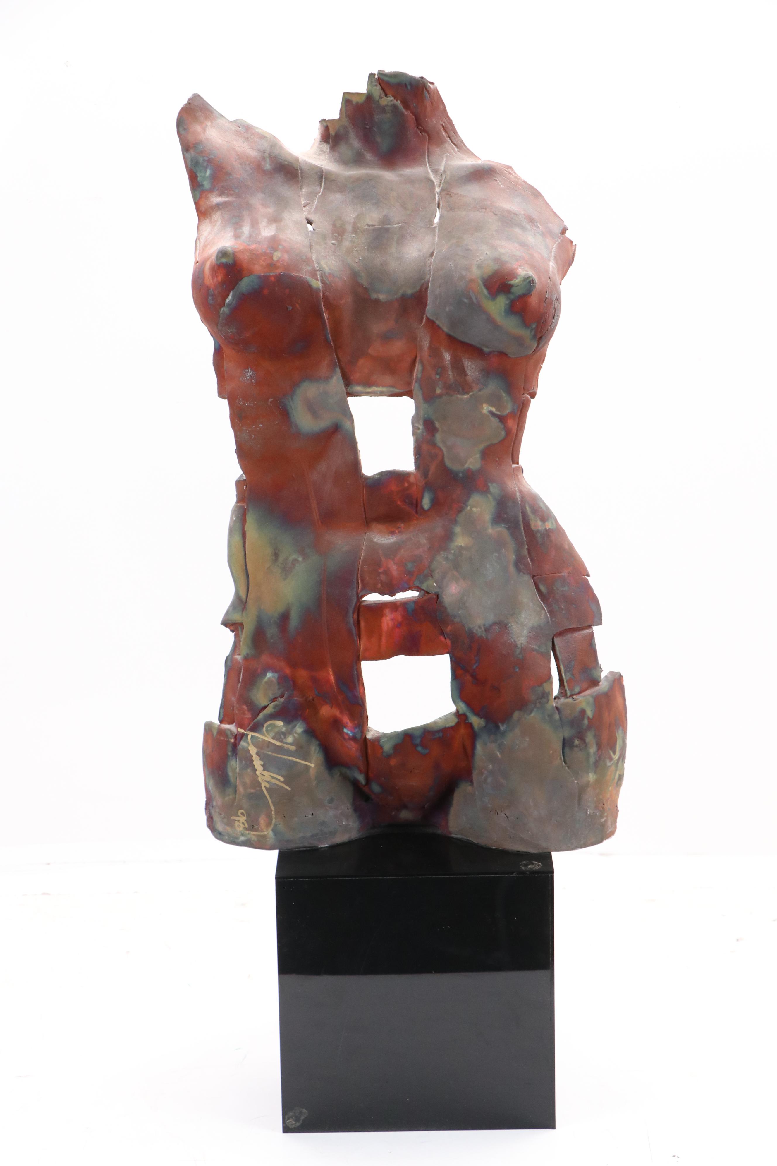 Heat-Colored Steel Sculpture of Nude Female Figure, 1998