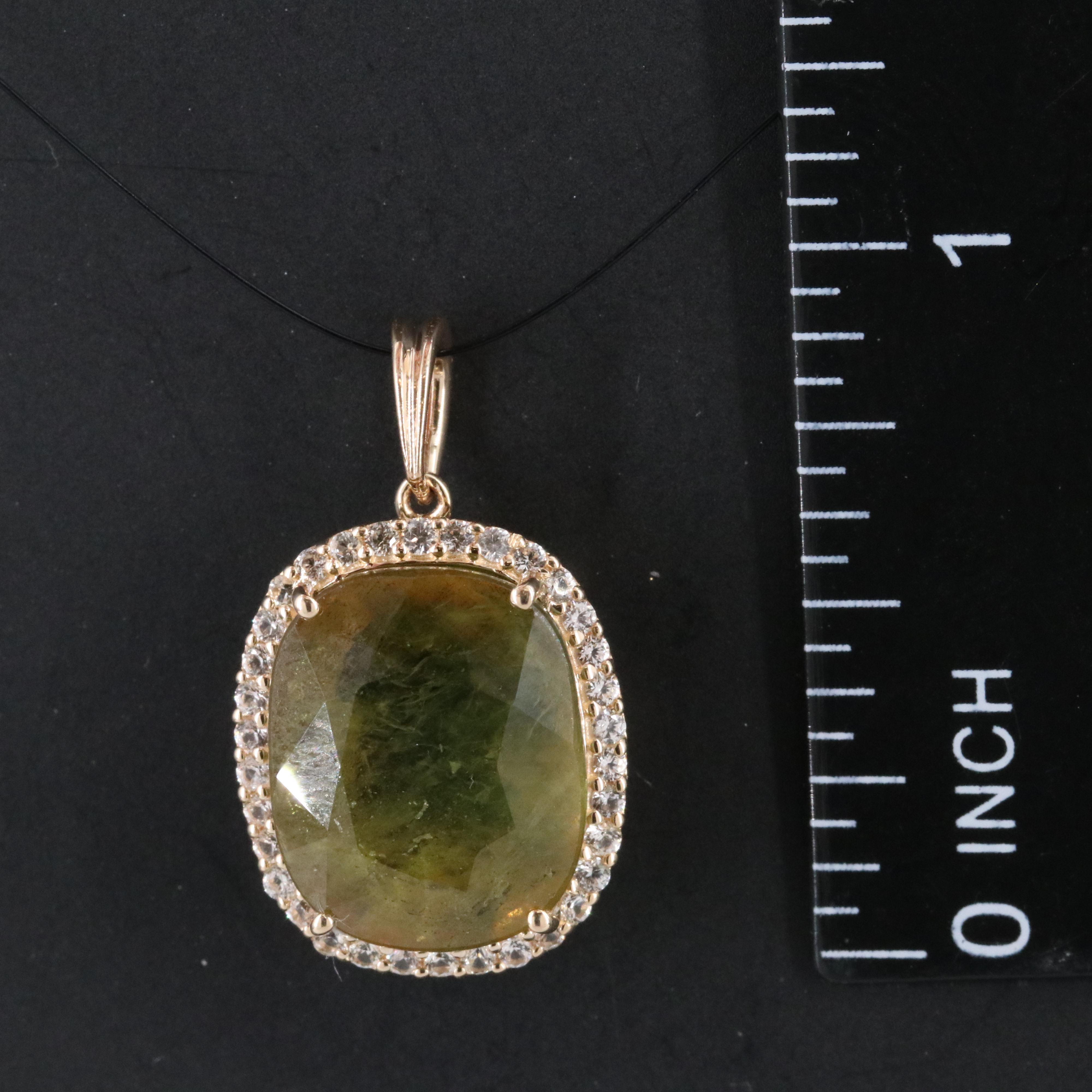 14K 10.64 CT Yellow Sapphire and White Sapphire Pendant