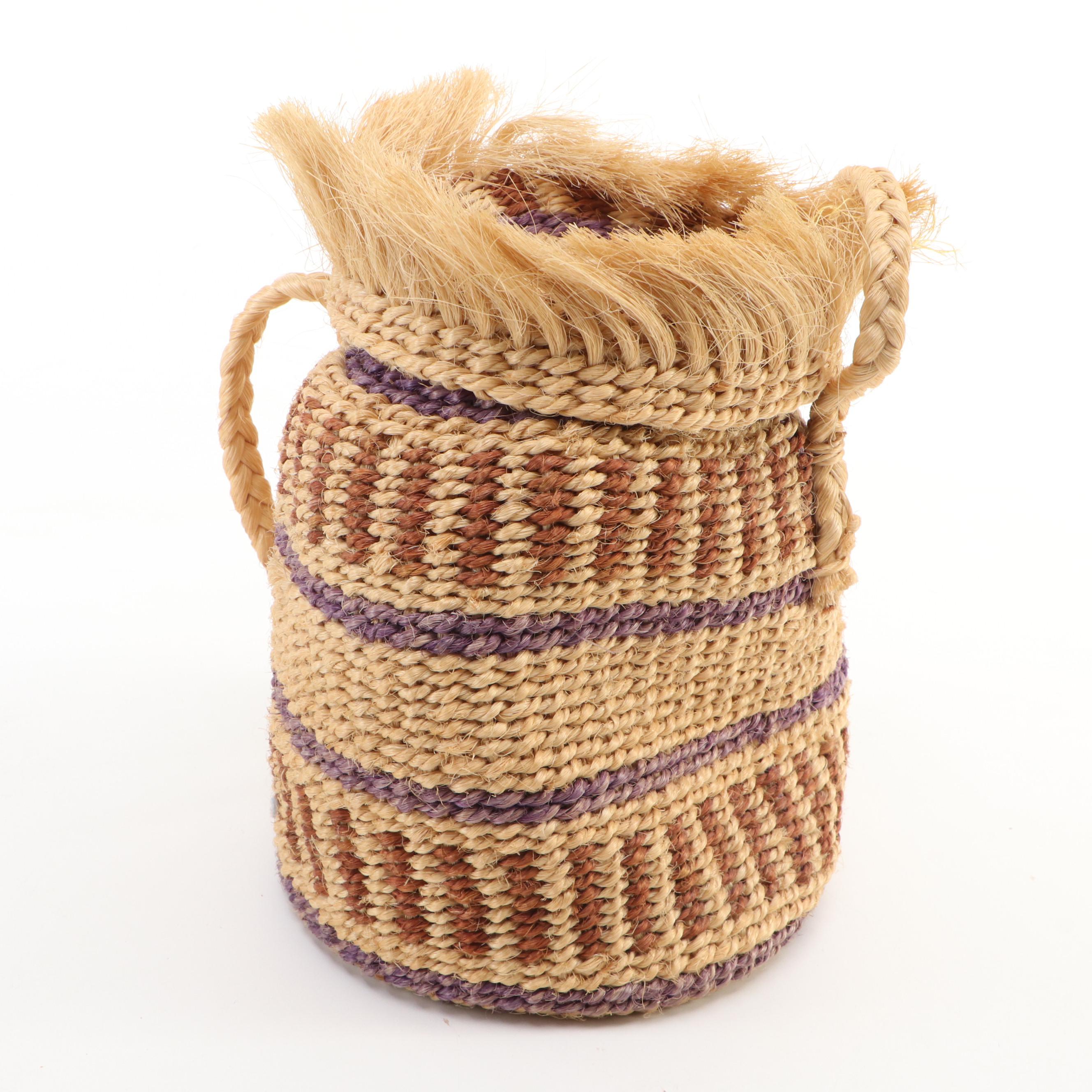 Handmade Bearpaw Drum with Woven Basket