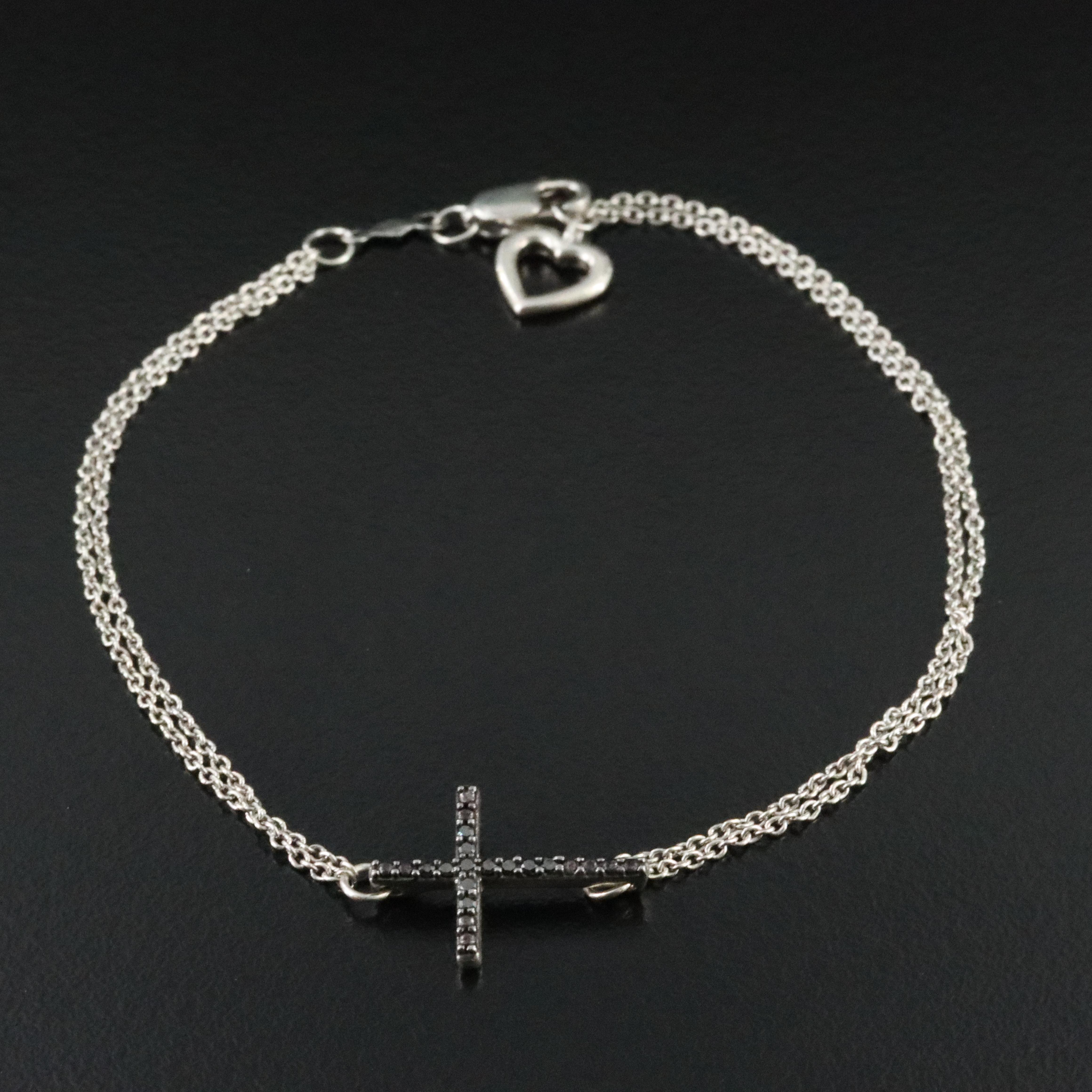 Sterling Lab Grown Diamond Cross Bracelet