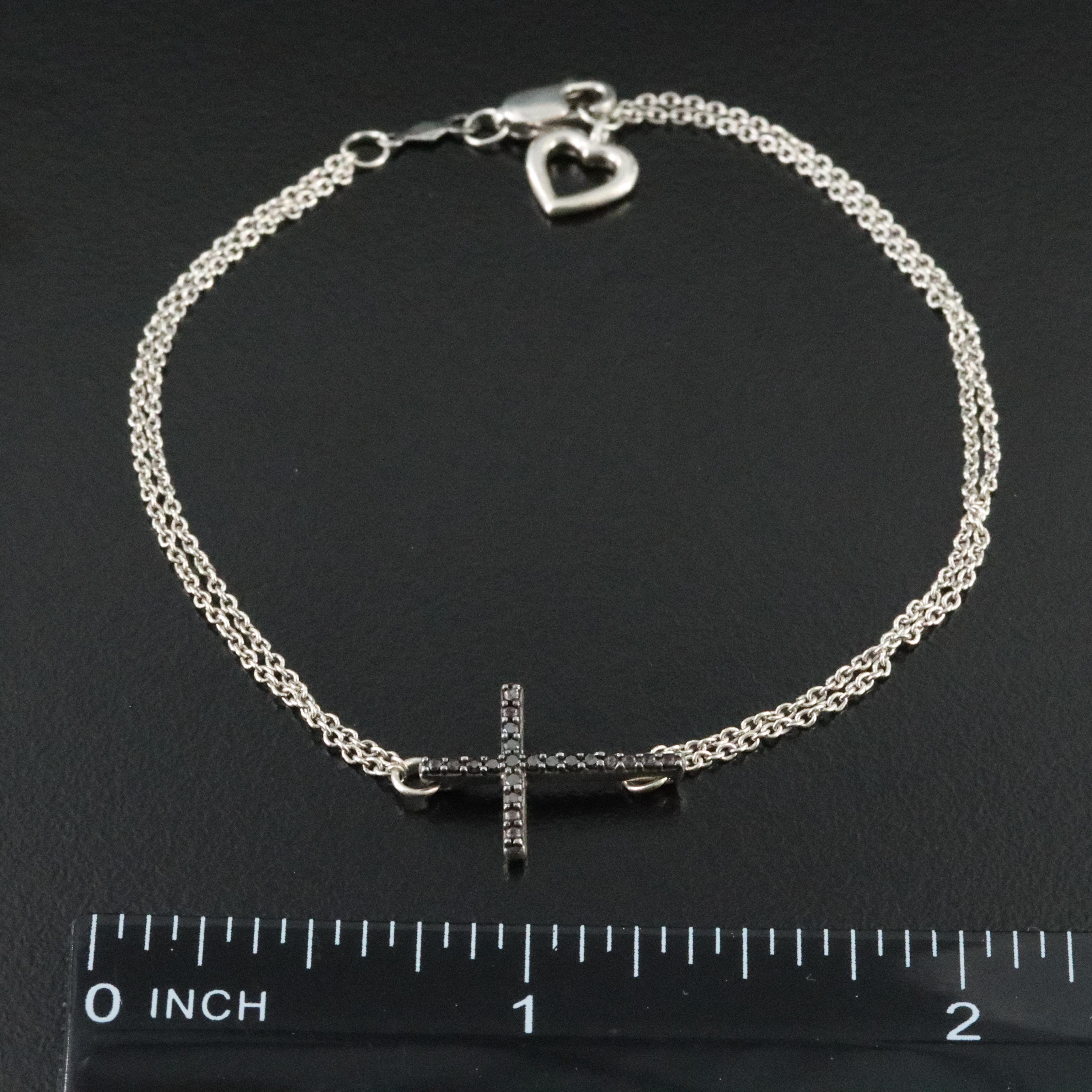 Sterling Lab Grown Diamond Cross Bracelet