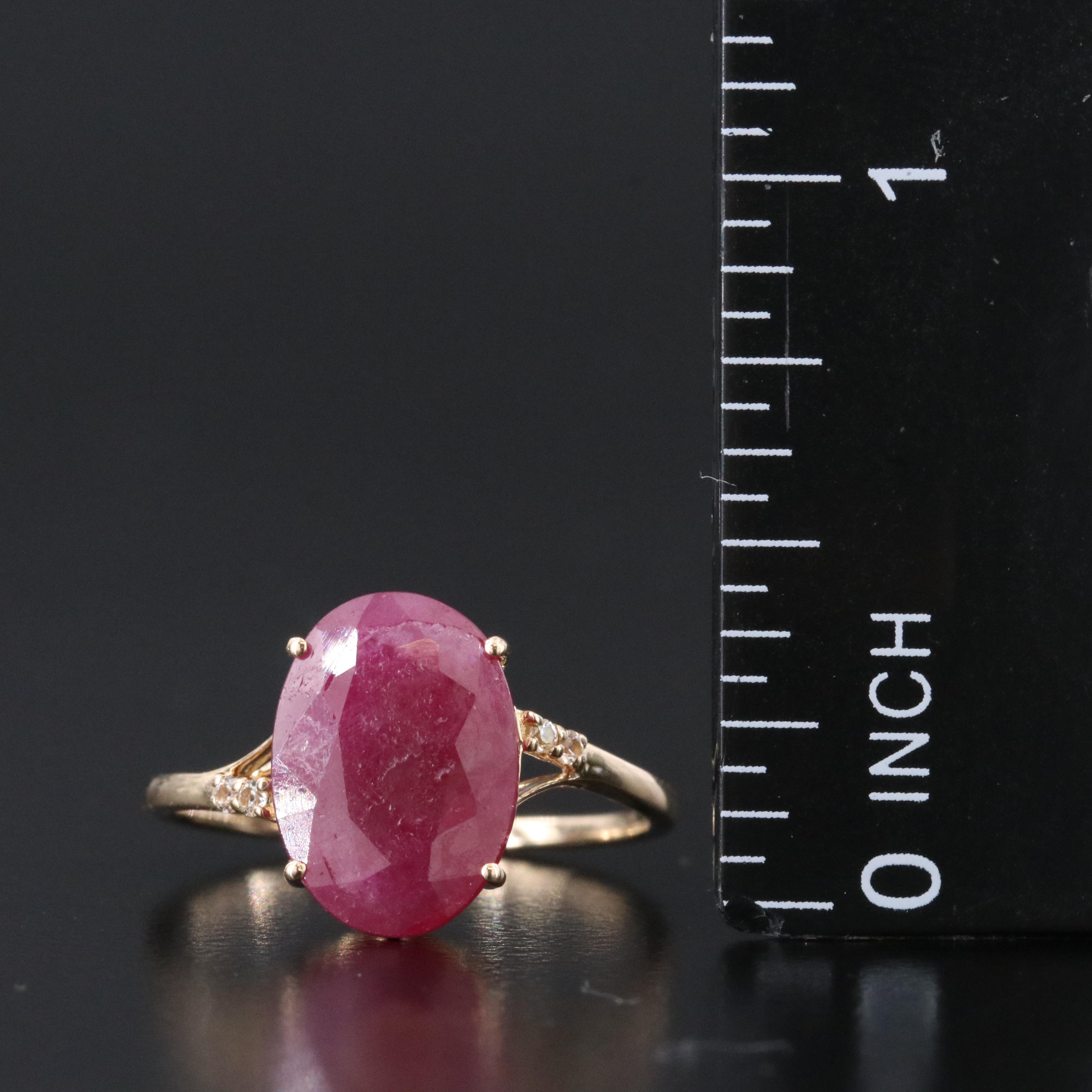 14K Filled Corundum and White Sapphire Ring