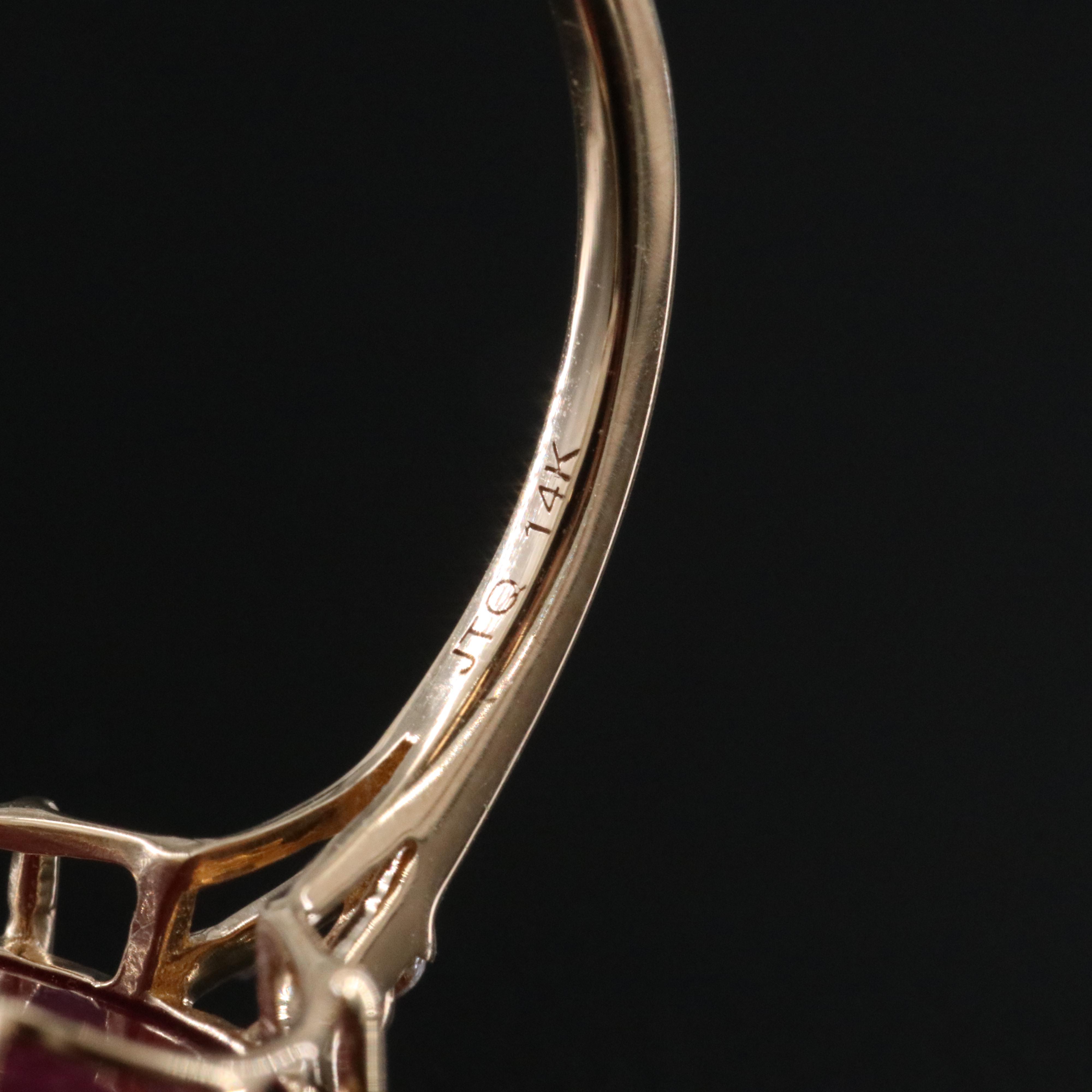 14K Filled Corundum and White Sapphire Ring