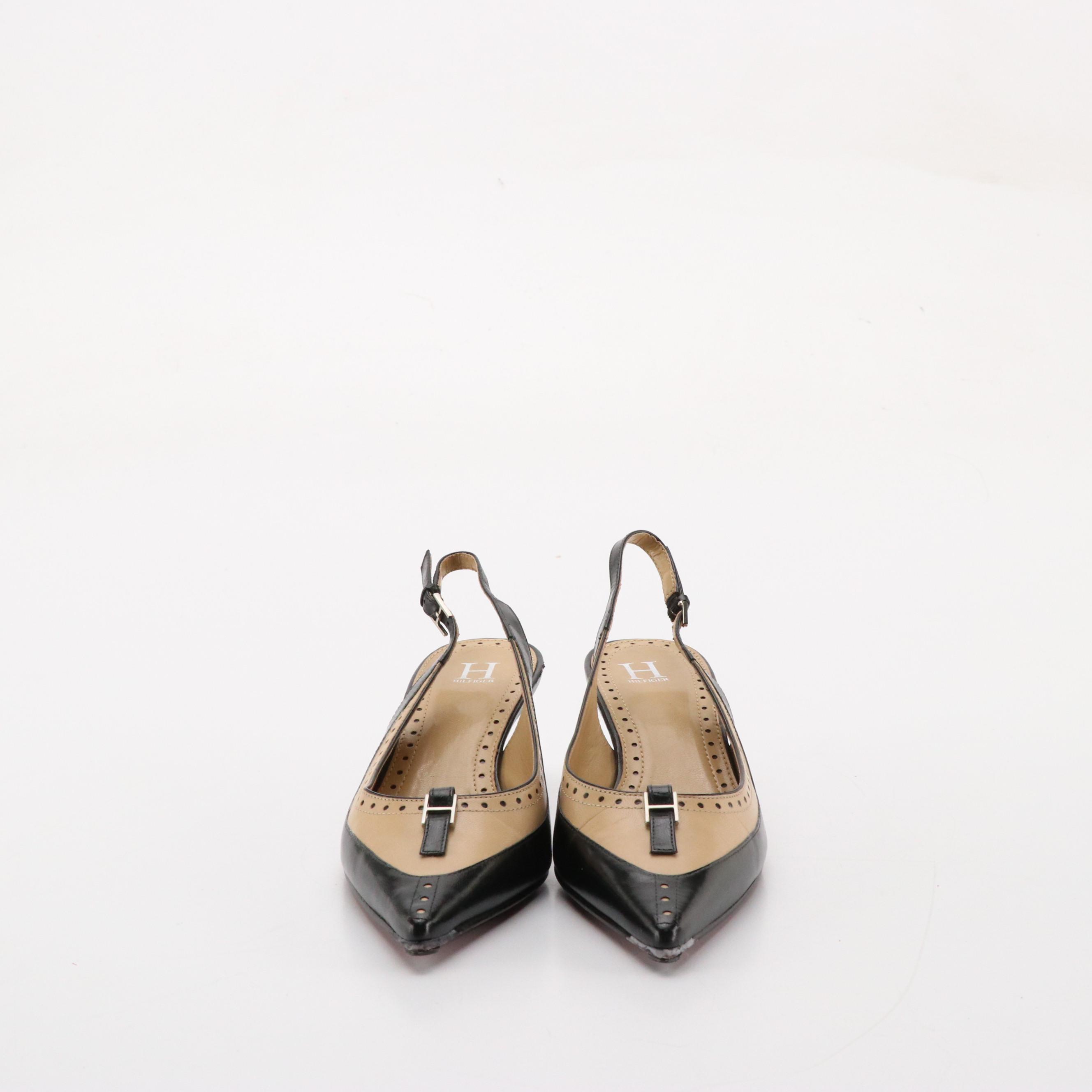 Tommy Hilfiger Slingback Kitten Heels, Audrey Brooke Brown Suede Bow Pumps