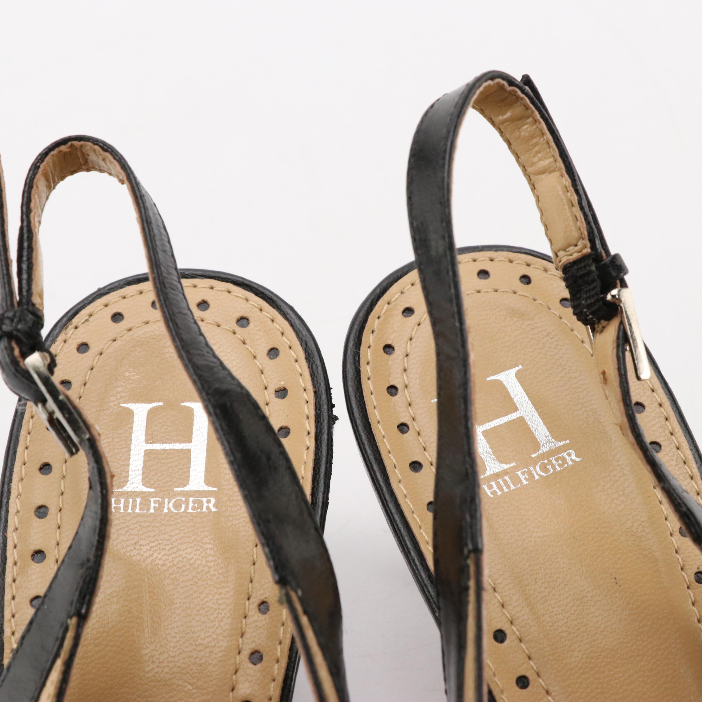 Tommy Hilfiger Slingback Kitten Heels, Audrey Brooke Brown Suede Bow Pumps