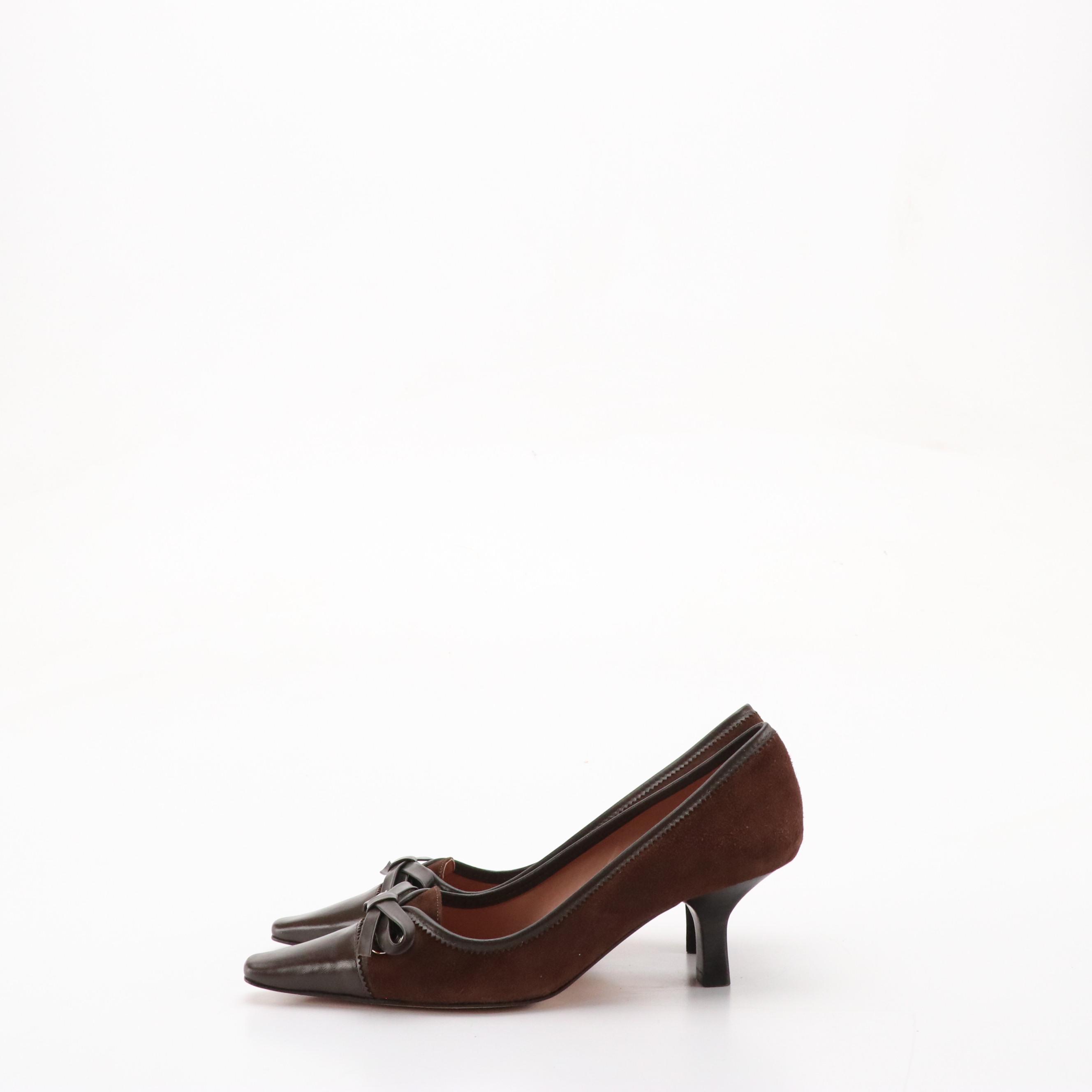 Tommy Hilfiger Slingback Kitten Heels, Audrey Brooke Brown Suede Bow Pumps