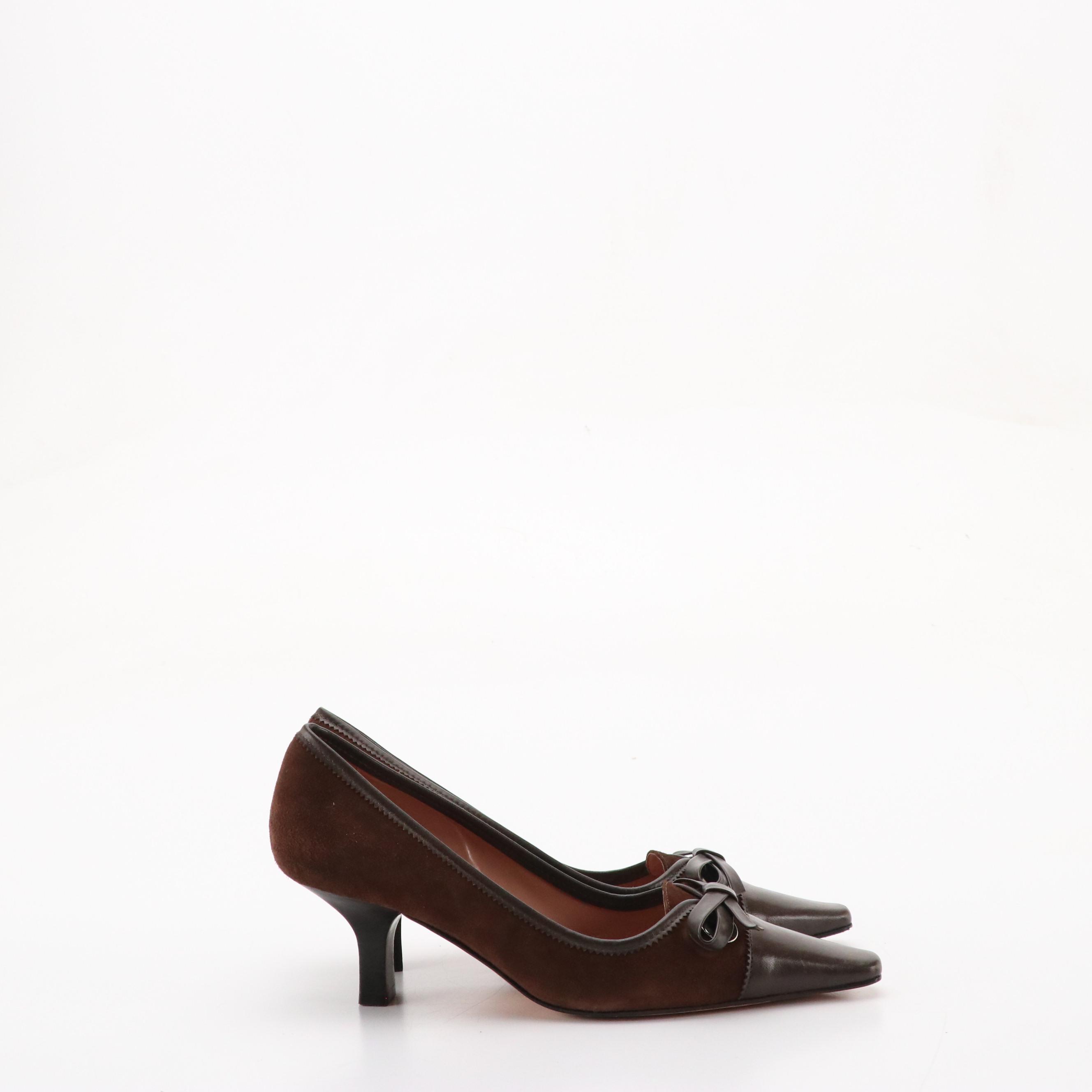 Tommy Hilfiger Slingback Kitten Heels, Audrey Brooke Brown Suede Bow Pumps