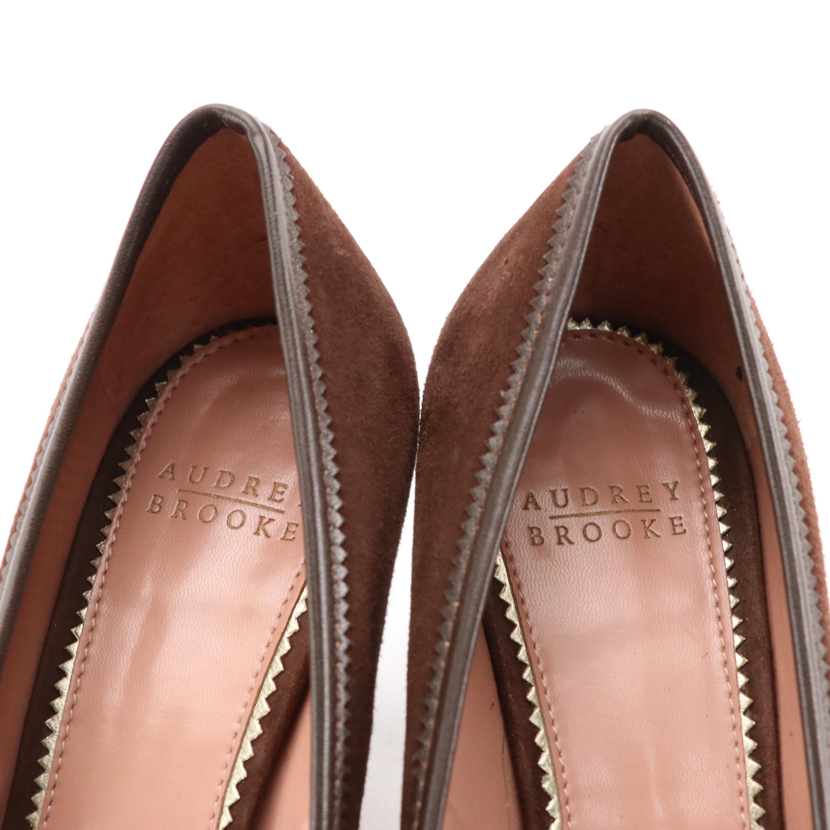 Tommy Hilfiger Slingback Kitten Heels, Audrey Brooke Brown Suede Bow Pumps