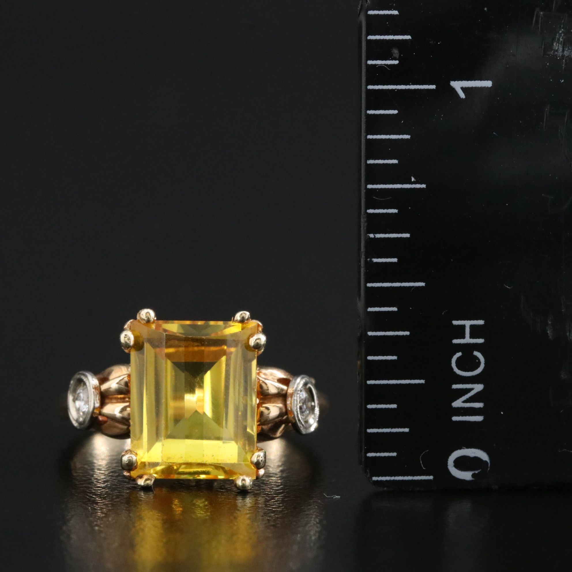 14K Yellow Sapphire and Diamond Ring