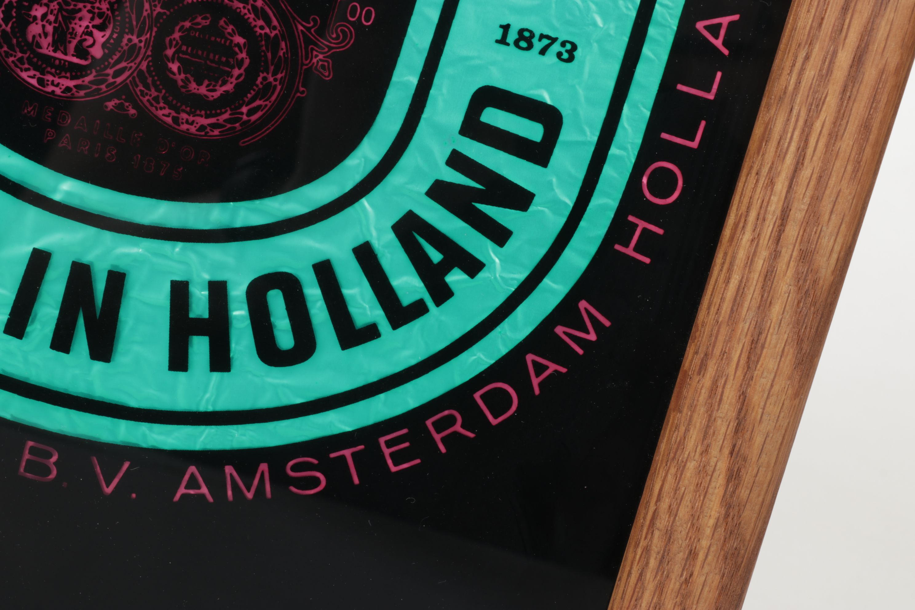 Fluorescent Green Foil Heineken Beer Advertising Sign, Late 20th Century