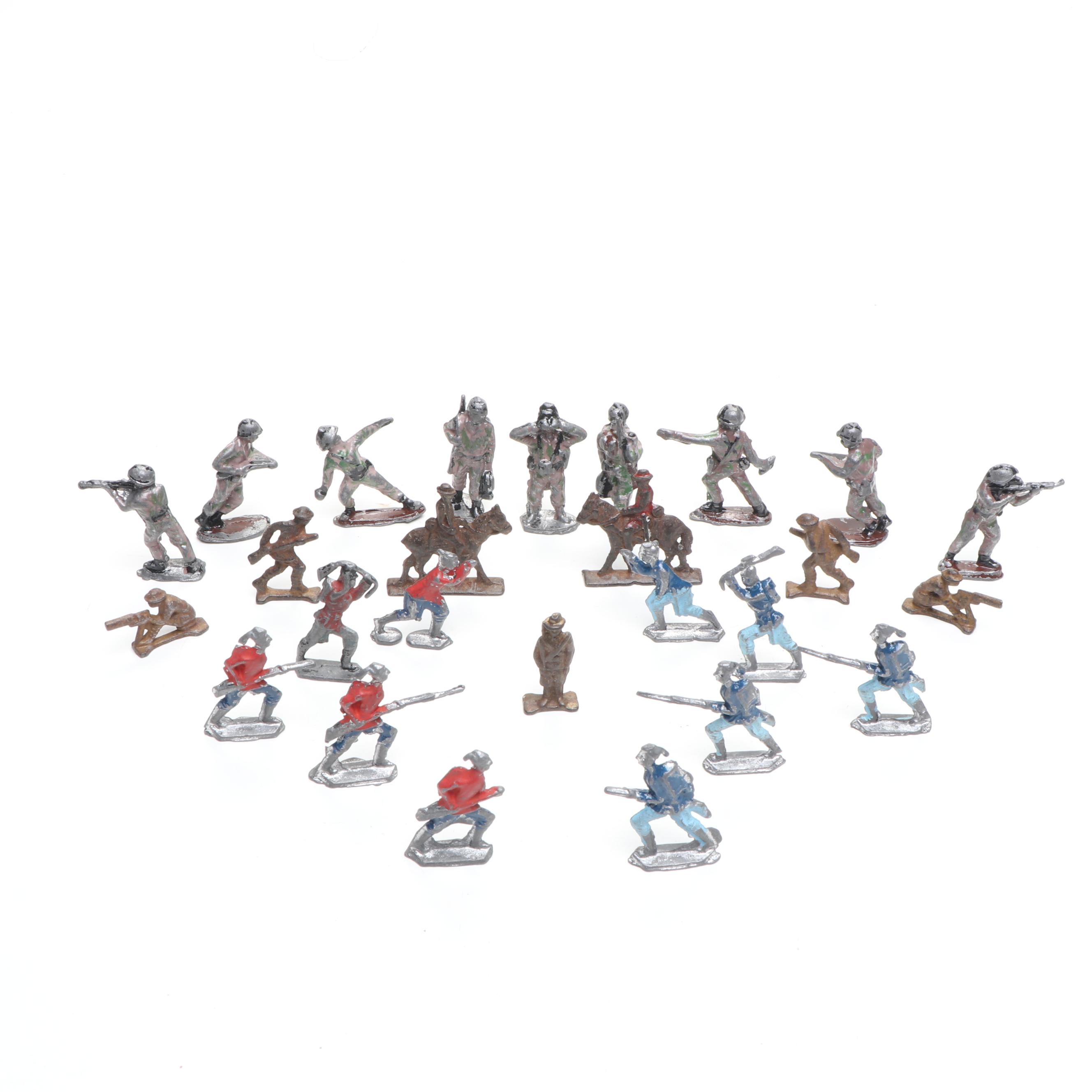 Assortment of Vintage Cast Iron and Metal Toy Soldiers