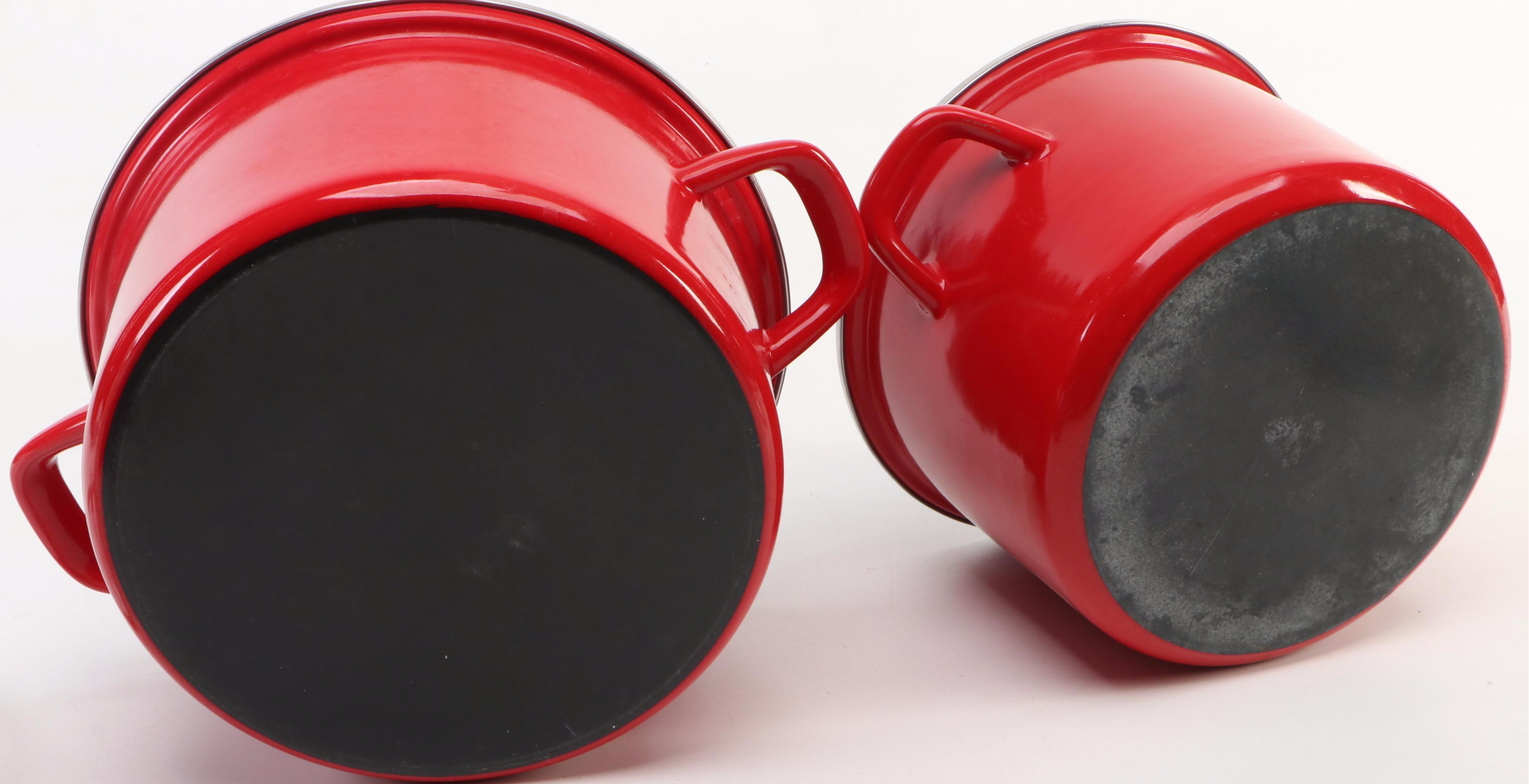 Chantal Red Enamel Pots, Pans, and Lids