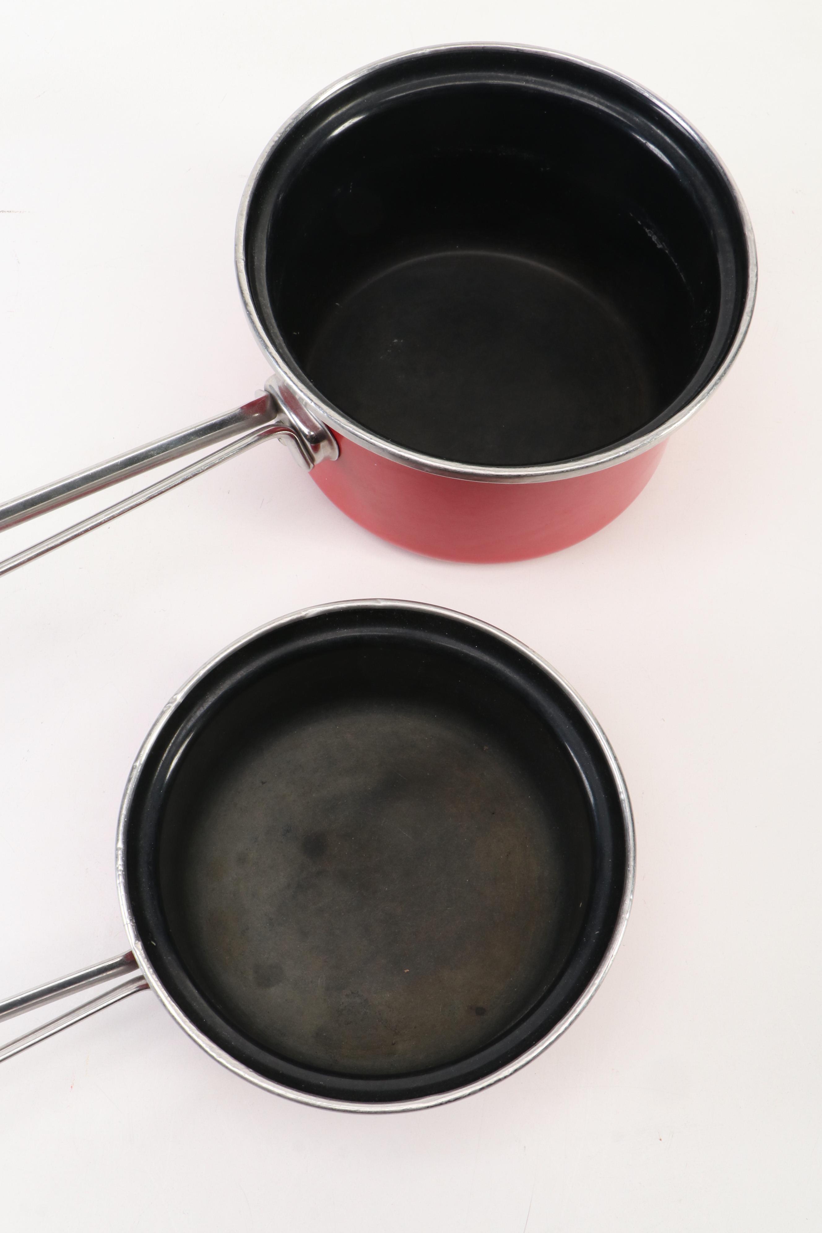 Chantal Red Enamel Pots, Pans, and Lids