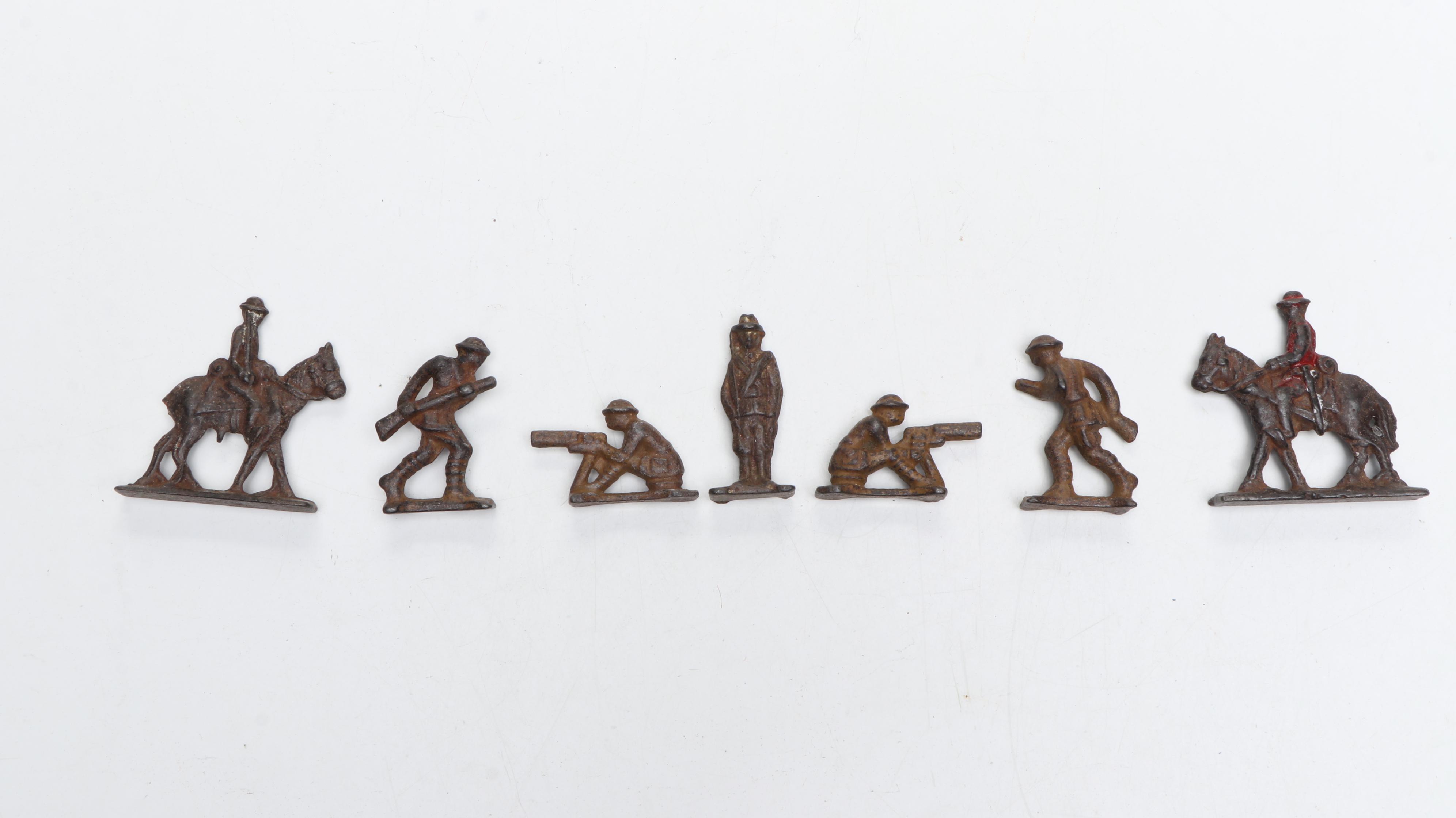 Assortment of Vintage Cast Iron and Metal Toy Soldiers