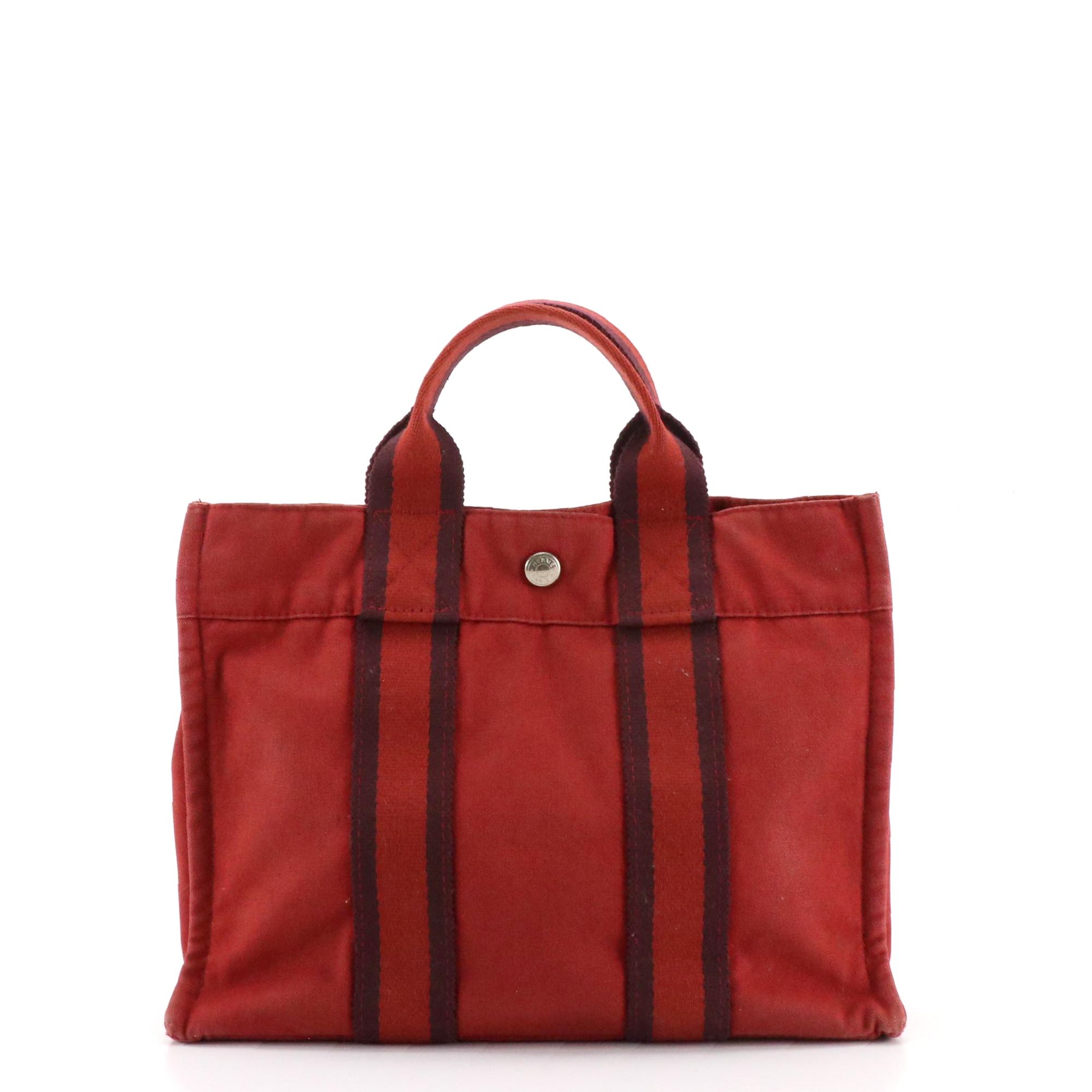 Hermès Fourre-Tout PM in Red Cotton Canvas