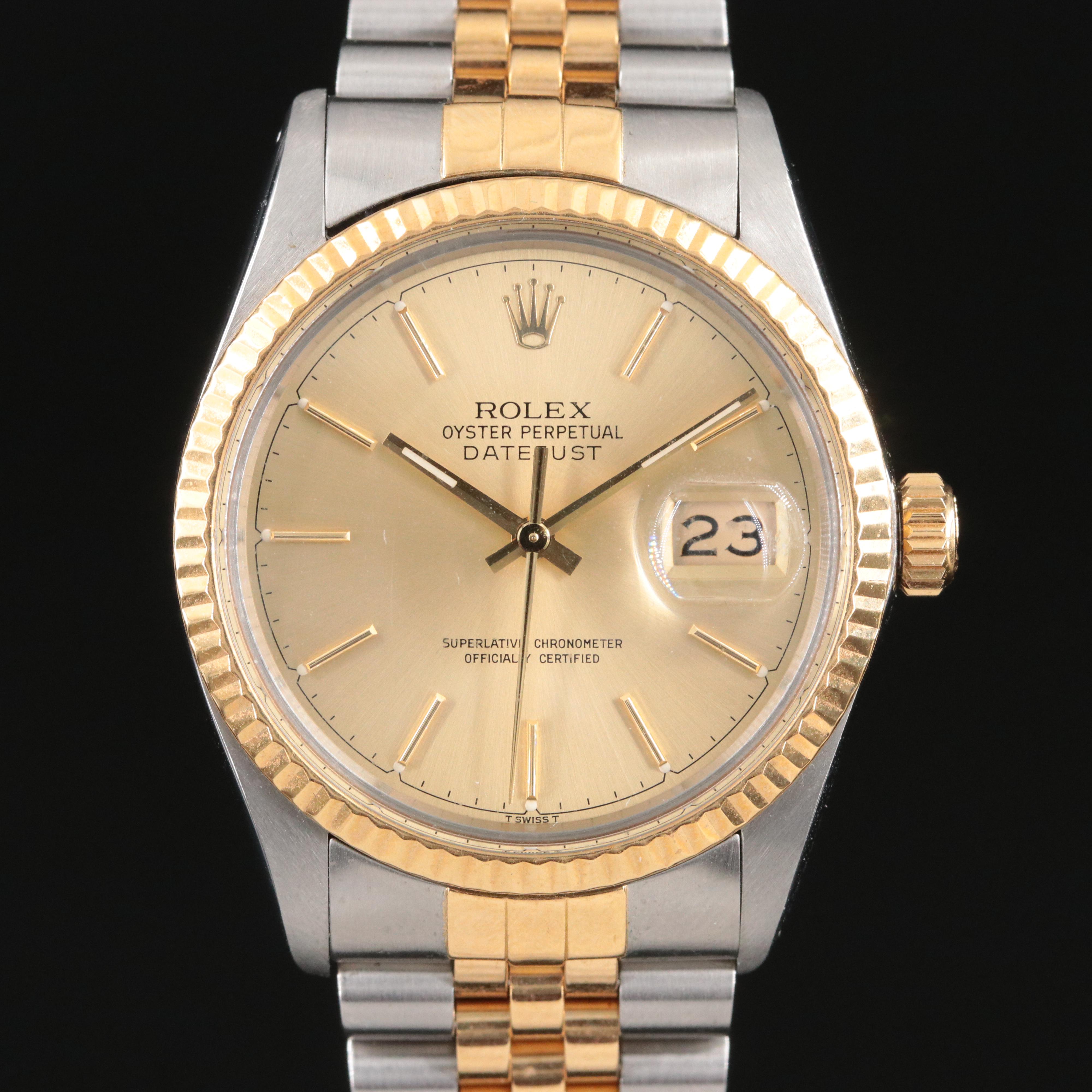 1986 Rolex 36 16013 Two-Tone Datejust Watch