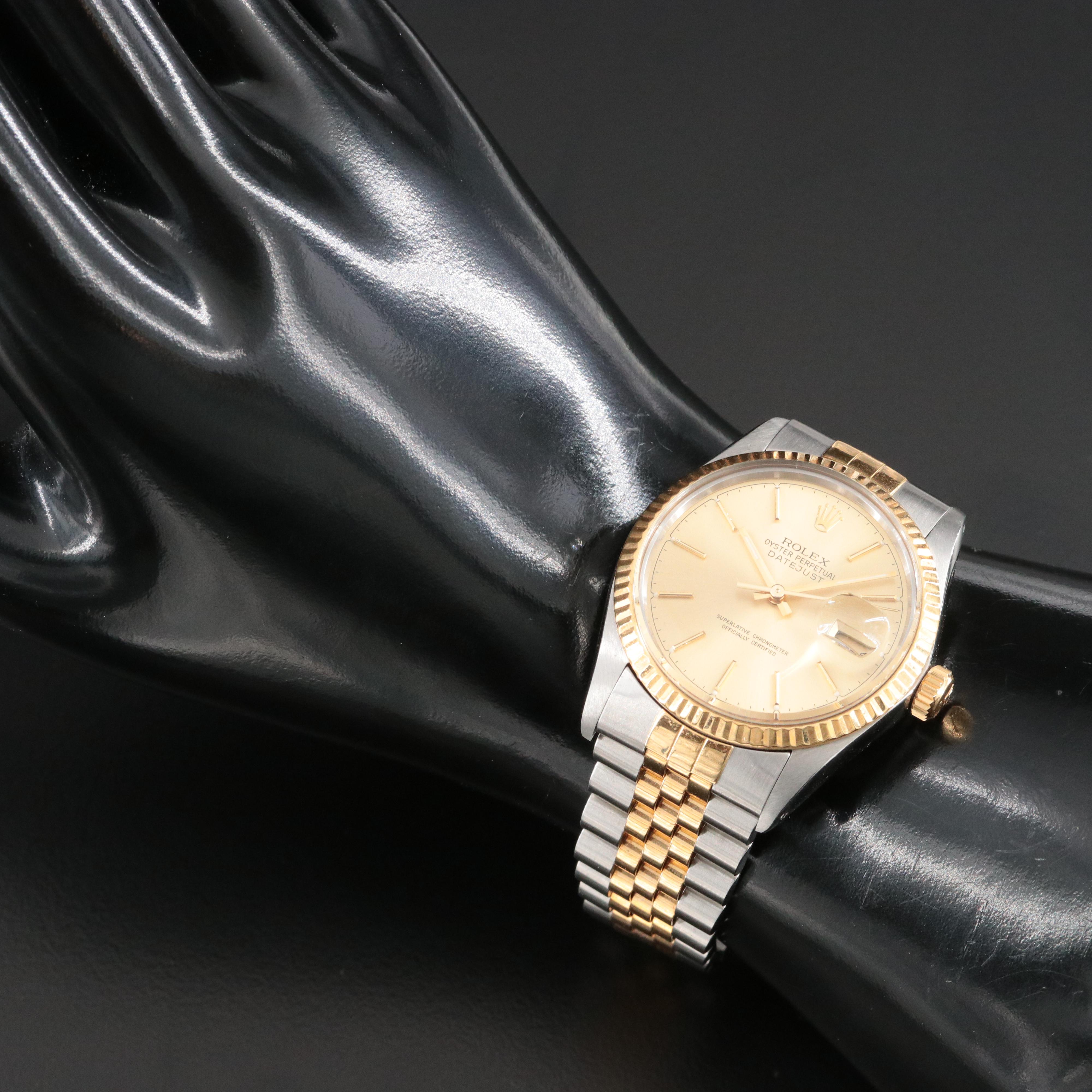 1986 Rolex 36 16013 Two-Tone Datejust Watch