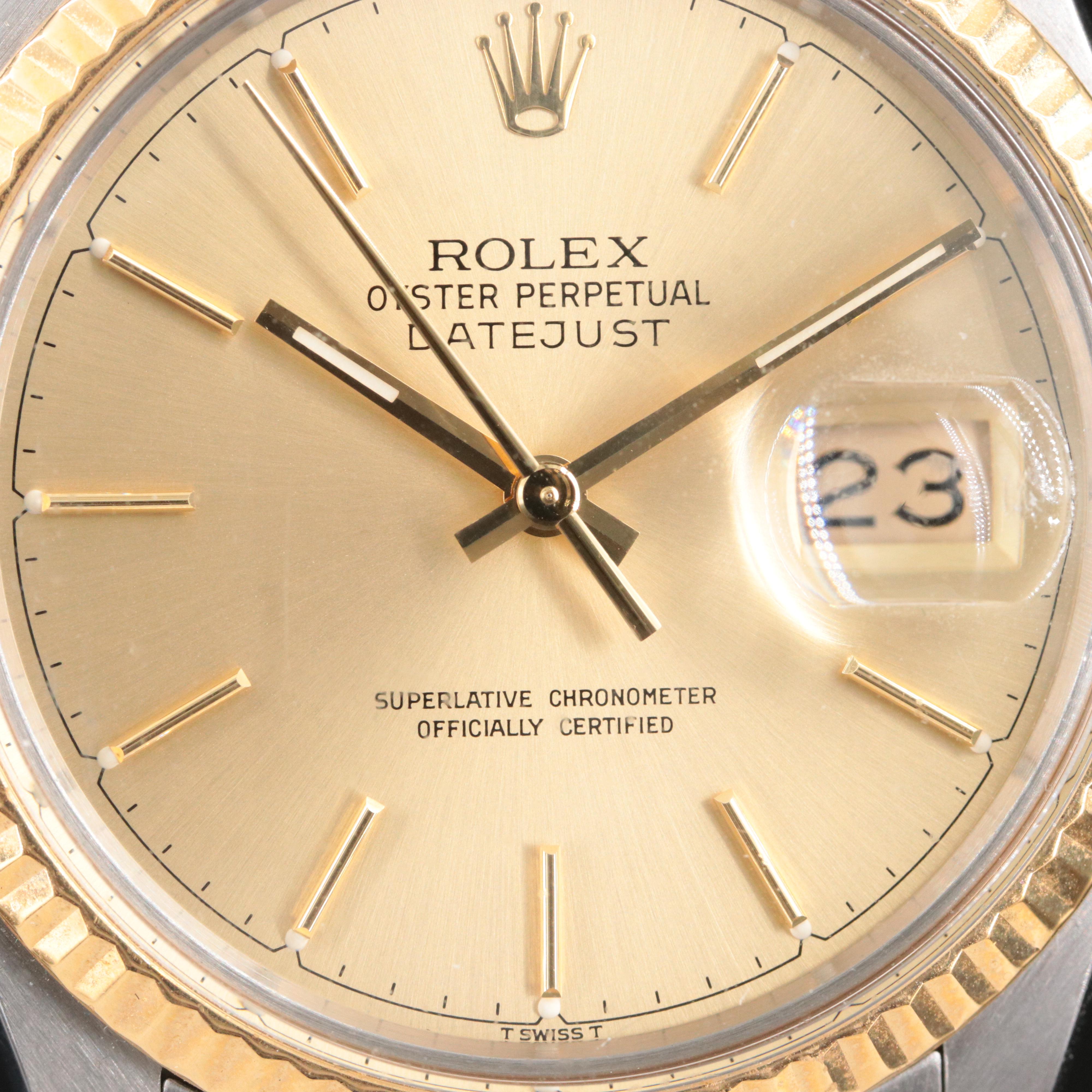 1986 Rolex 36 16013 Two-Tone Datejust Watch