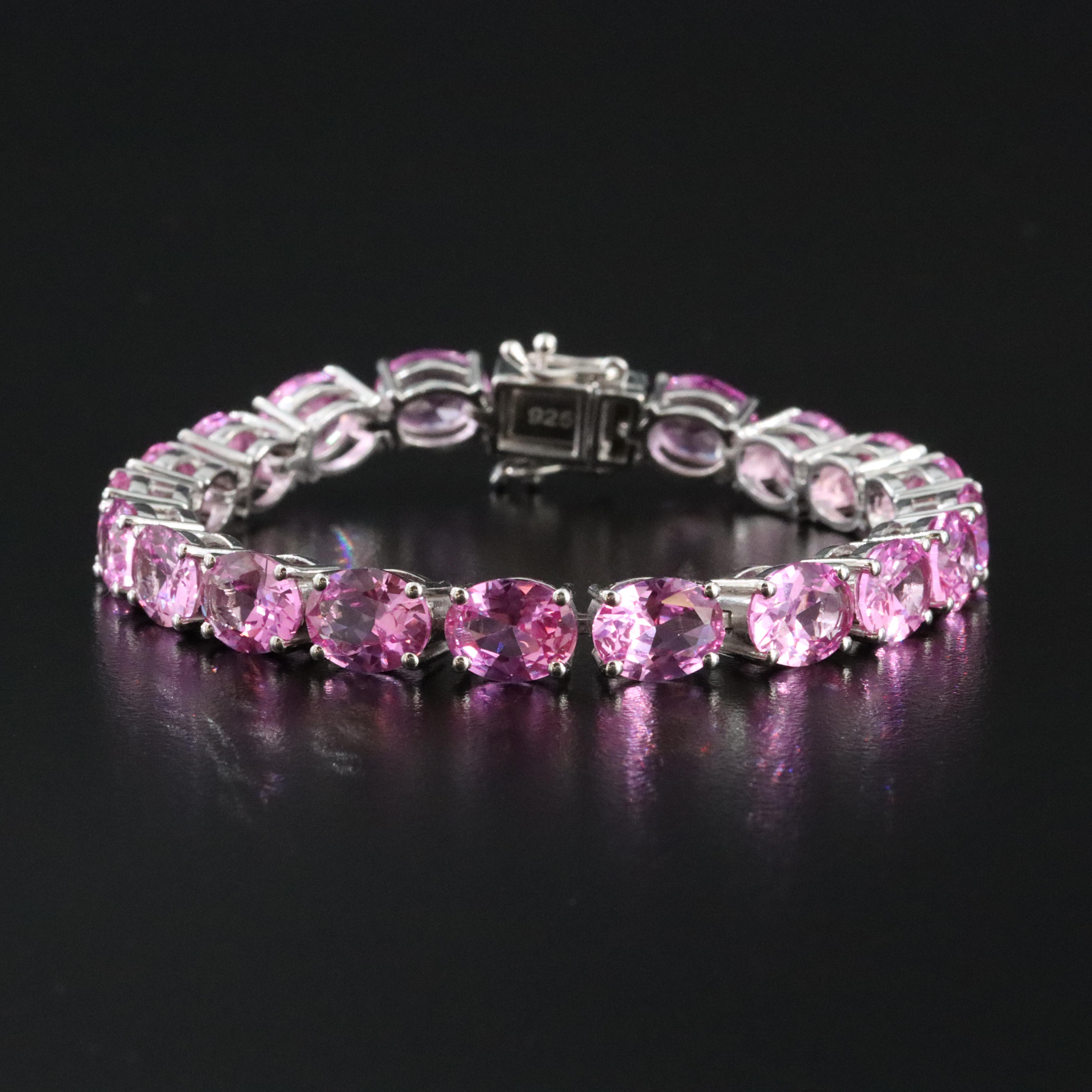 Sterling Pink Sapphire Bracelet