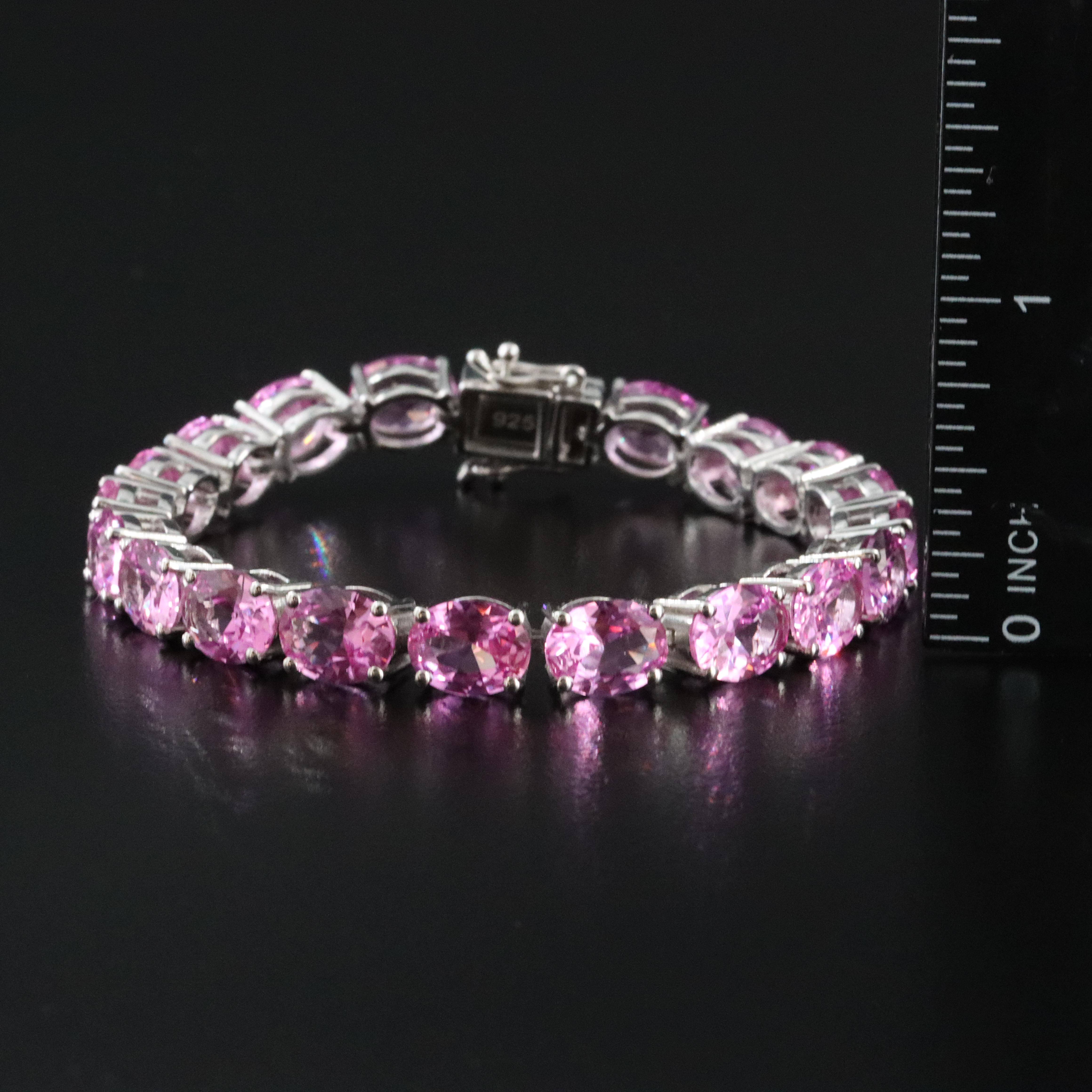 Sterling Pink Sapphire Bracelet