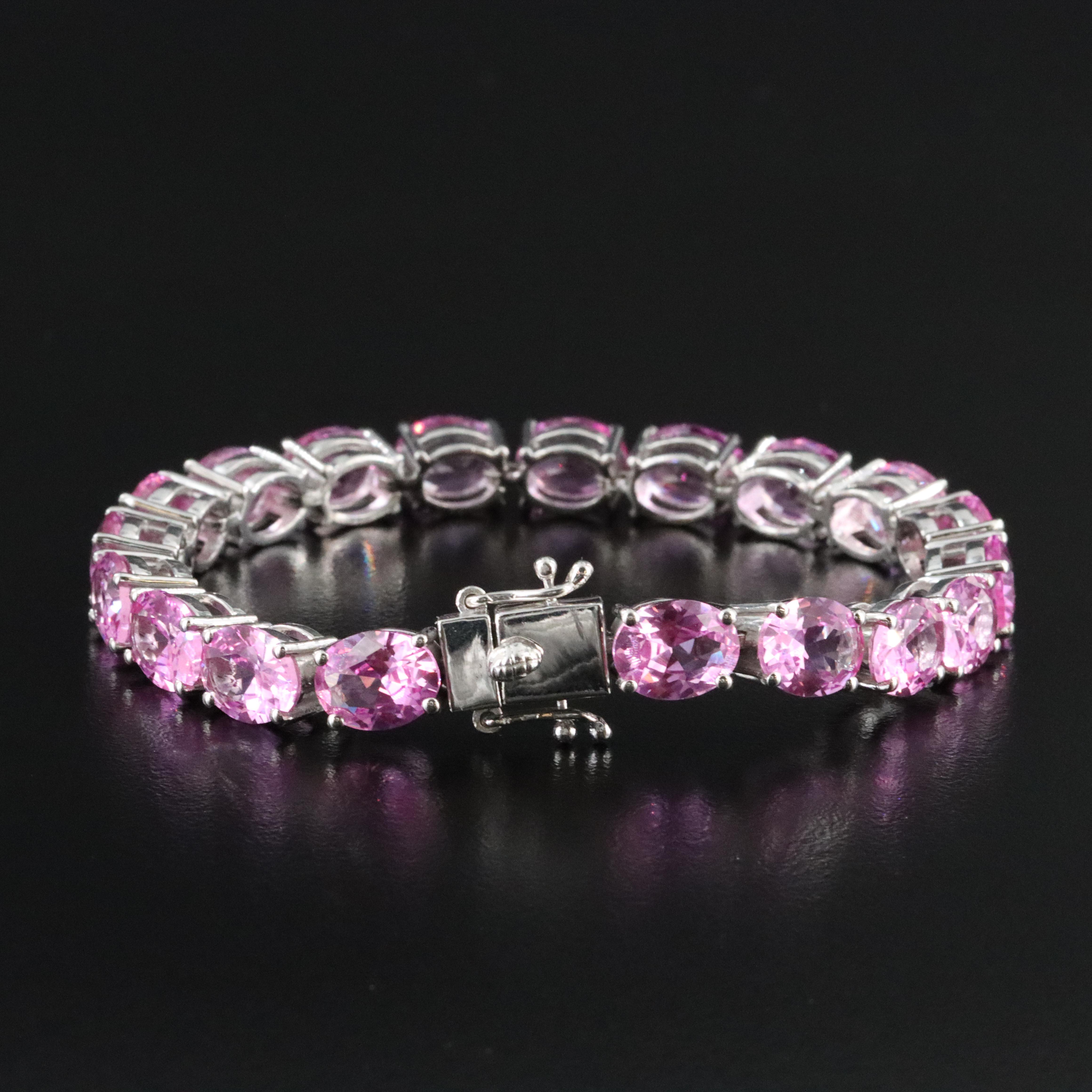 Sterling Pink Sapphire Bracelet