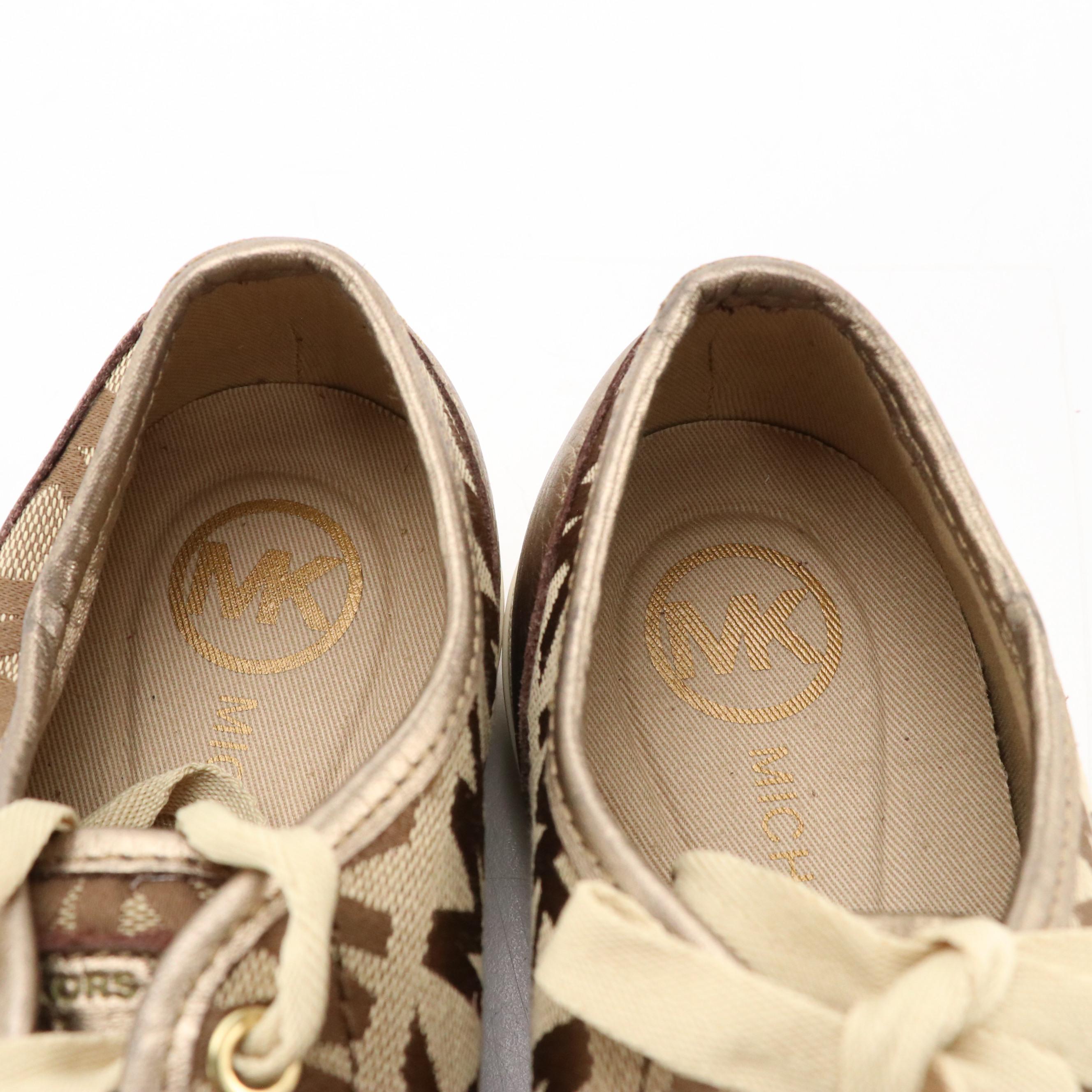 Coach Caramel Leather "Carmen" Ankle Boots, Michael Kors Logo Canvas Sneakers