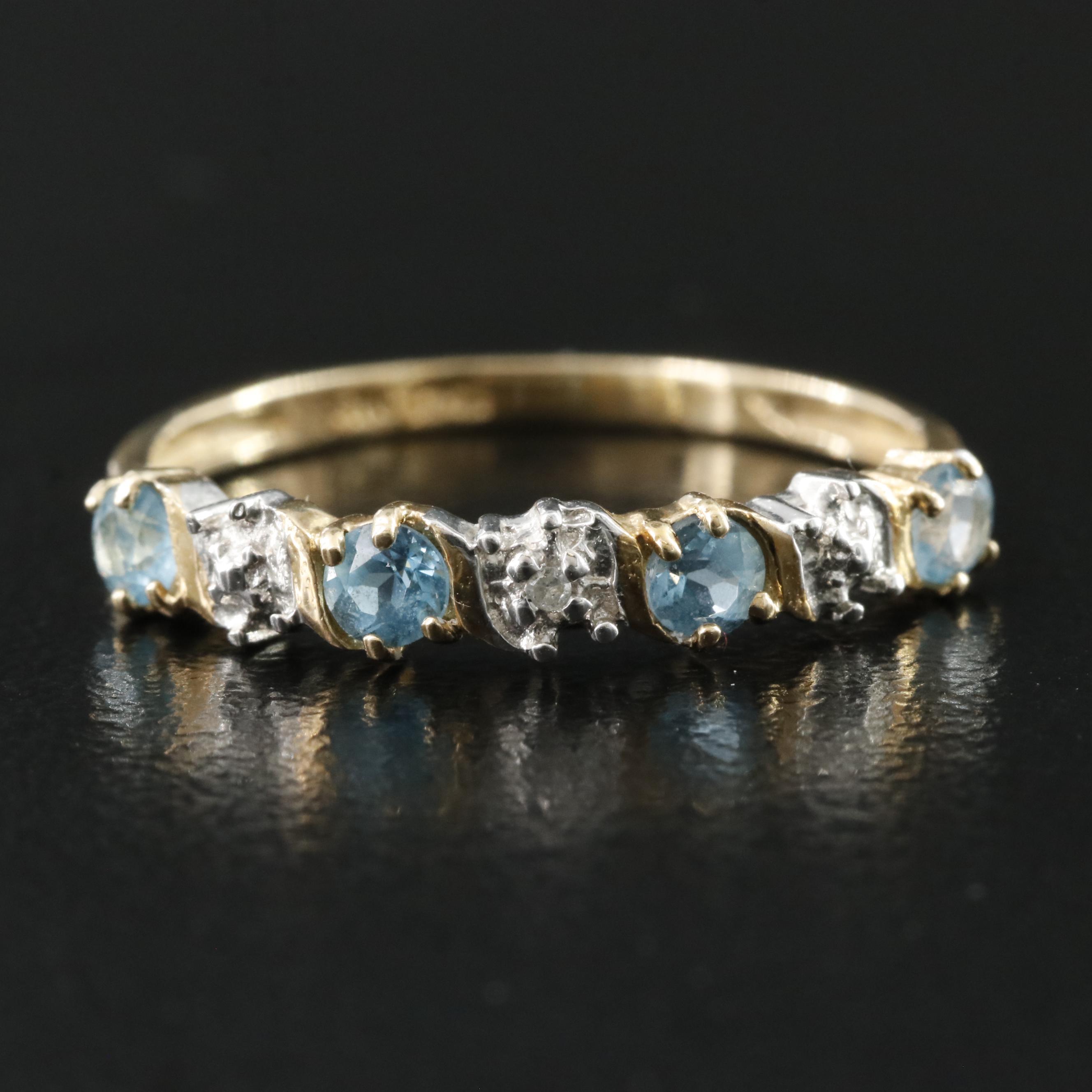 10K Blue Topaz and Diamond Ring