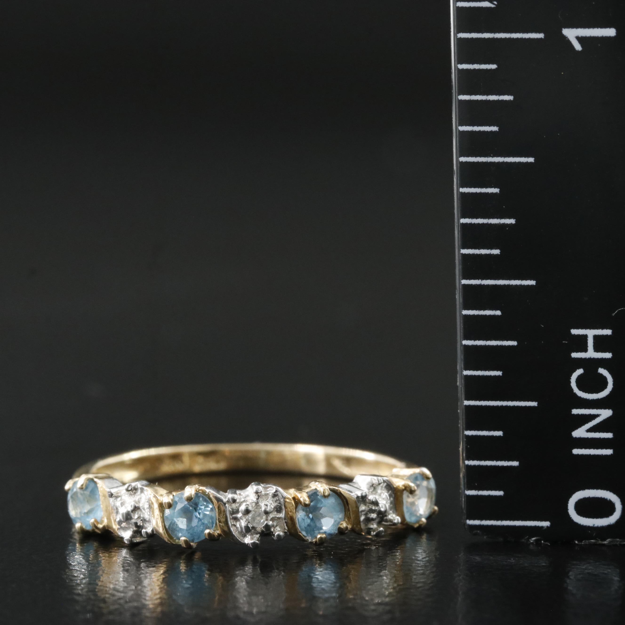 10K Blue Topaz and Diamond Ring