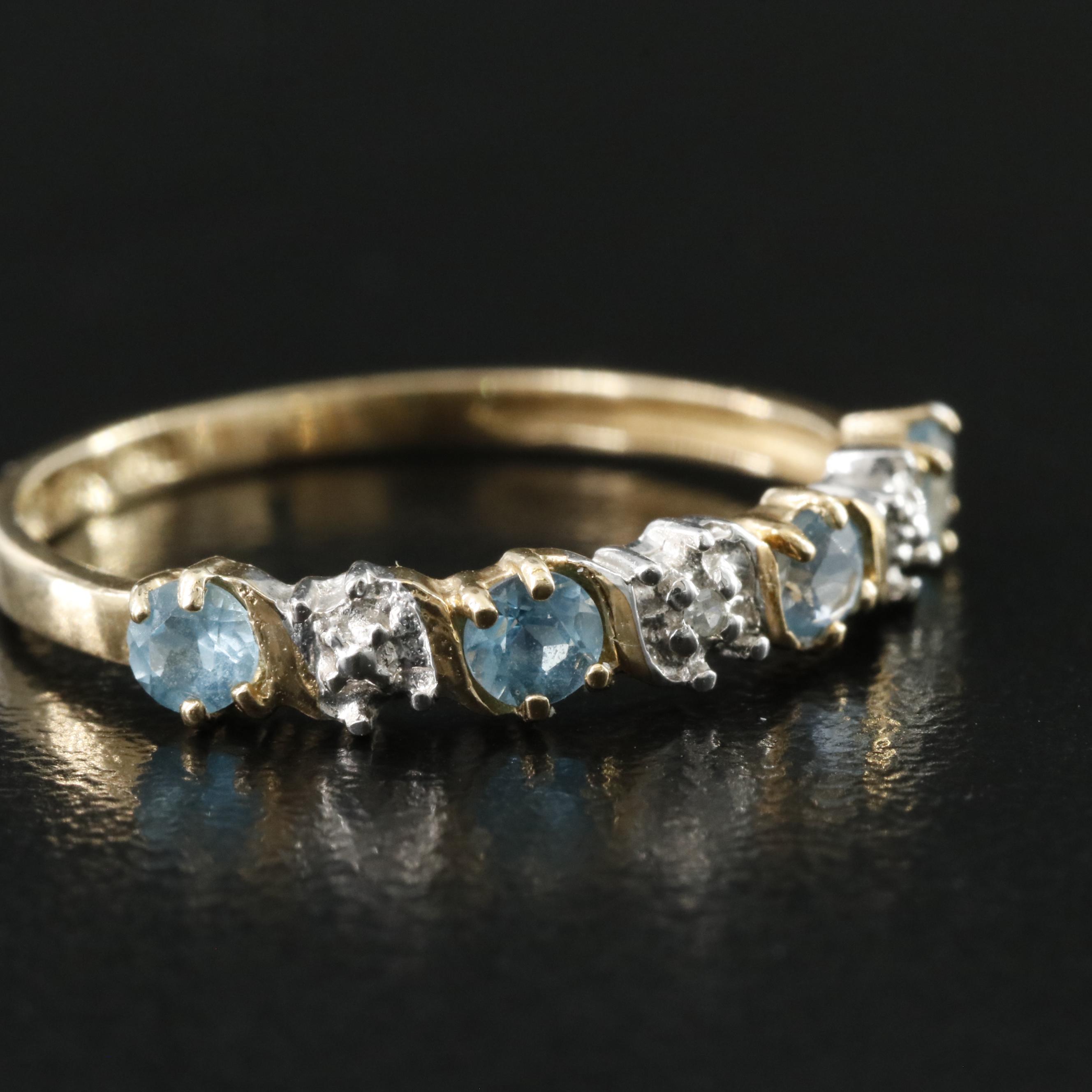 10K Blue Topaz and Diamond Ring