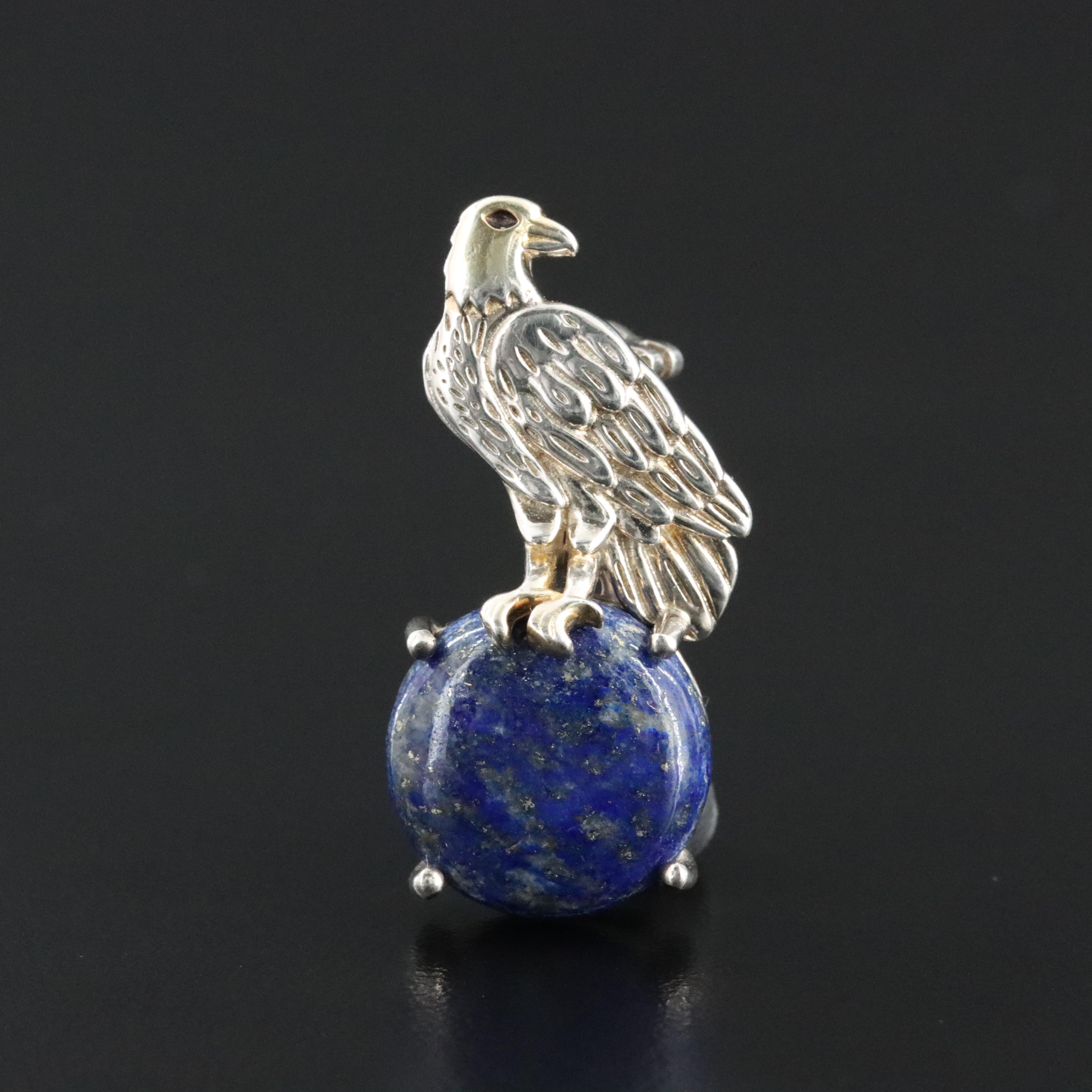 Lapis Lazuli Eagle Converter Brooch Pendant