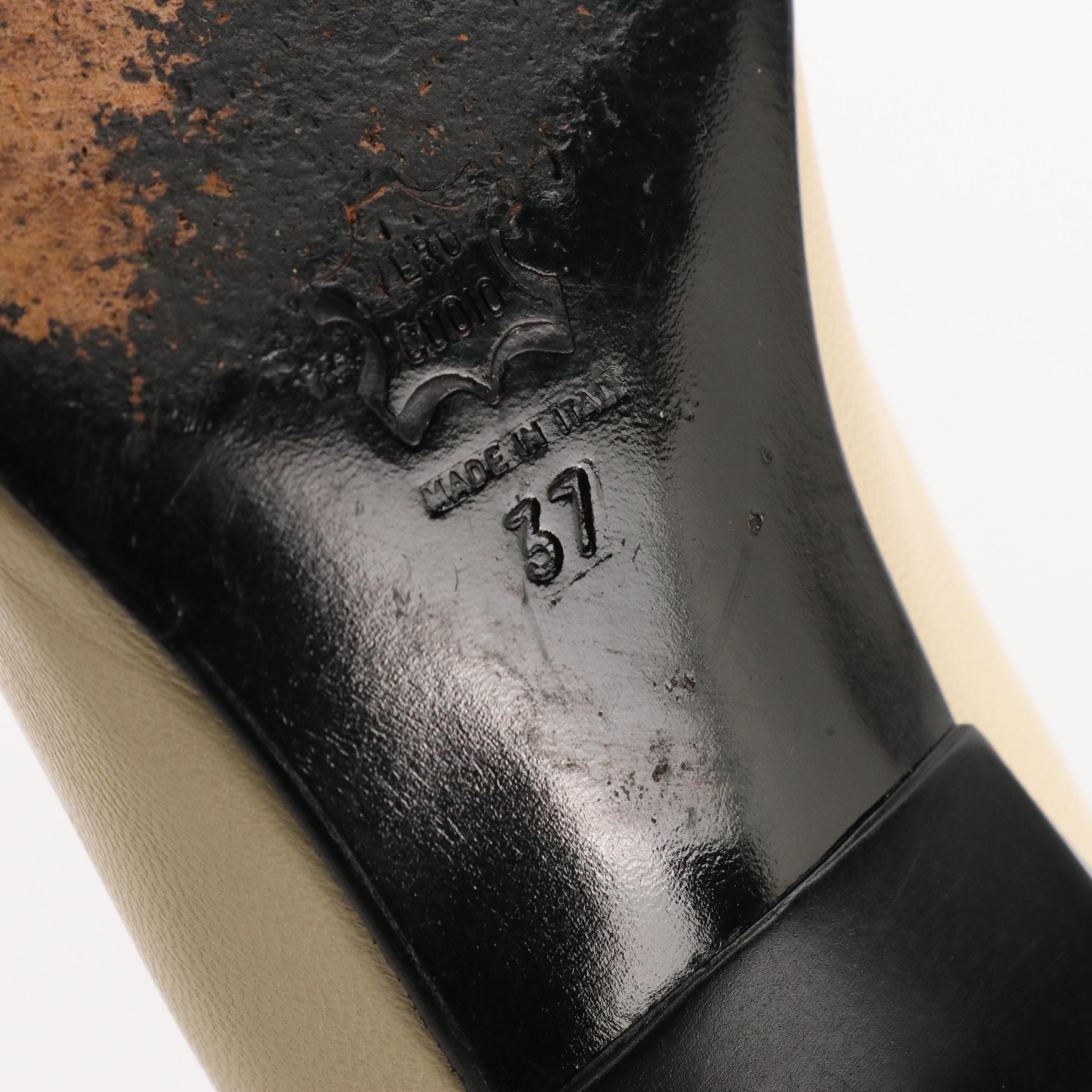 Luciano Padovan Pink and Beige Leather Square Toe Kitten Heels