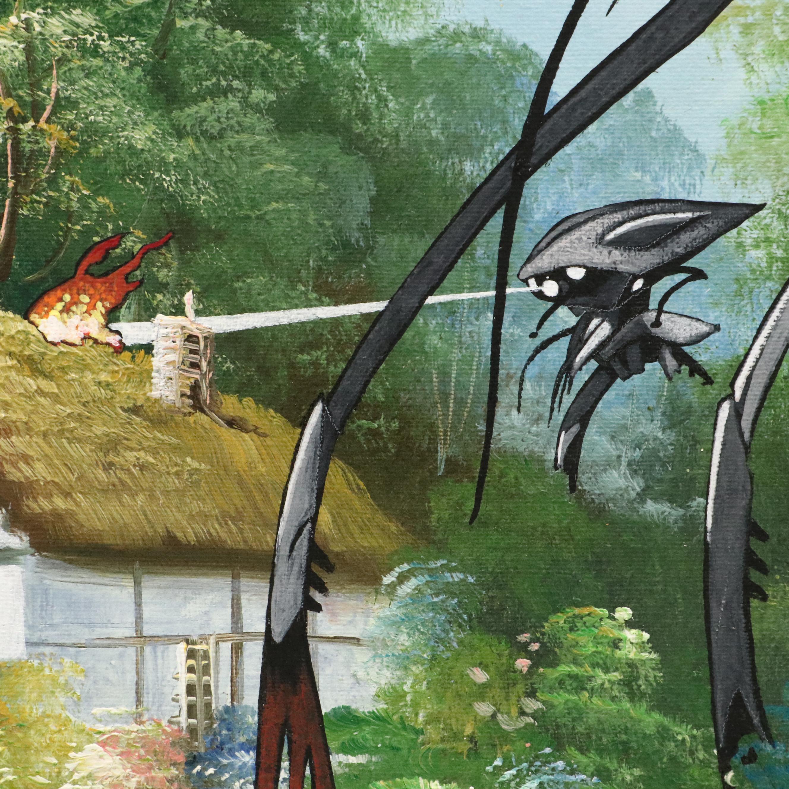 Ron Brannon Acrylic Painting on Found Painting, 2023