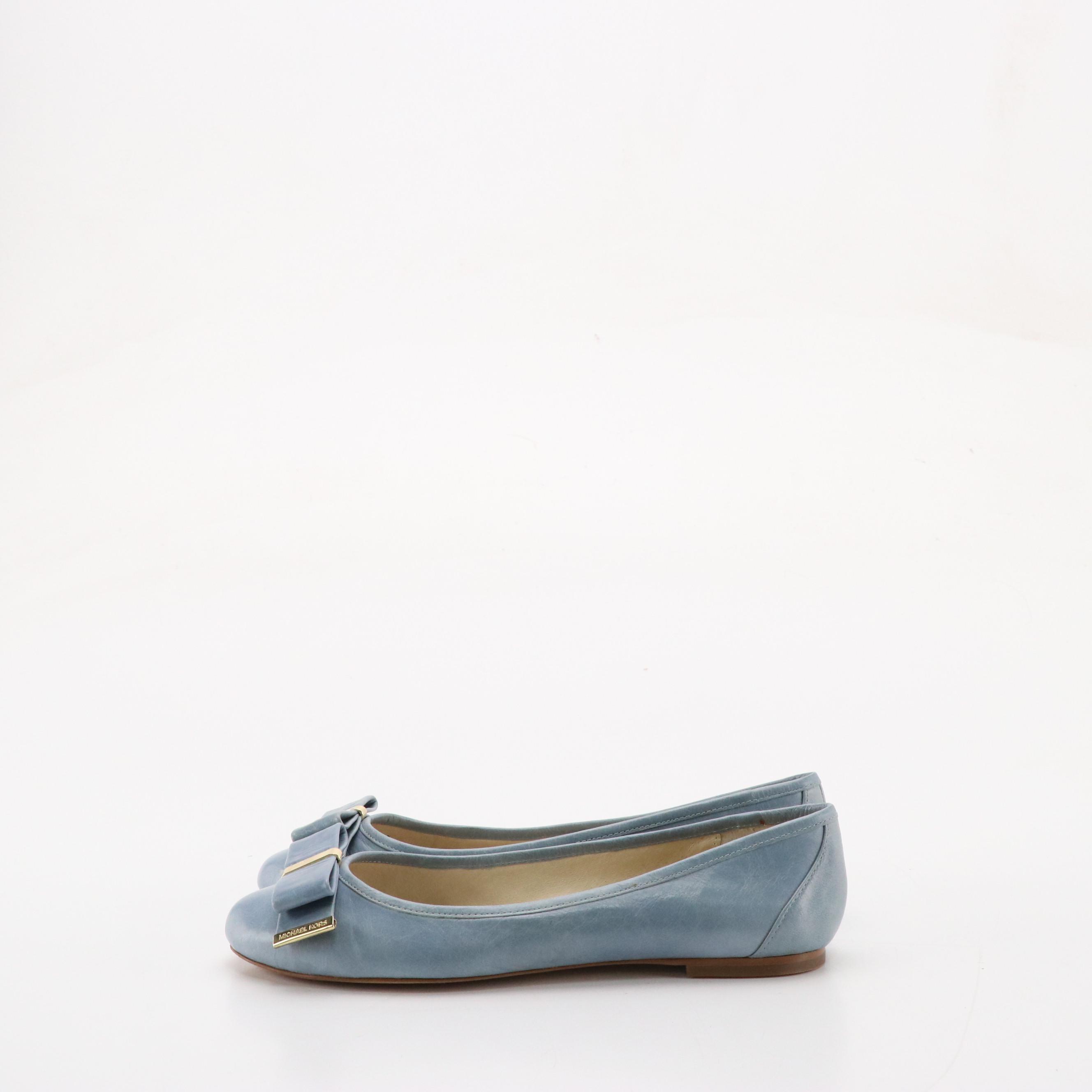 Michael Michael Kors Blue Leather Fulton Moccasin Flats and Kiera Bow Flats