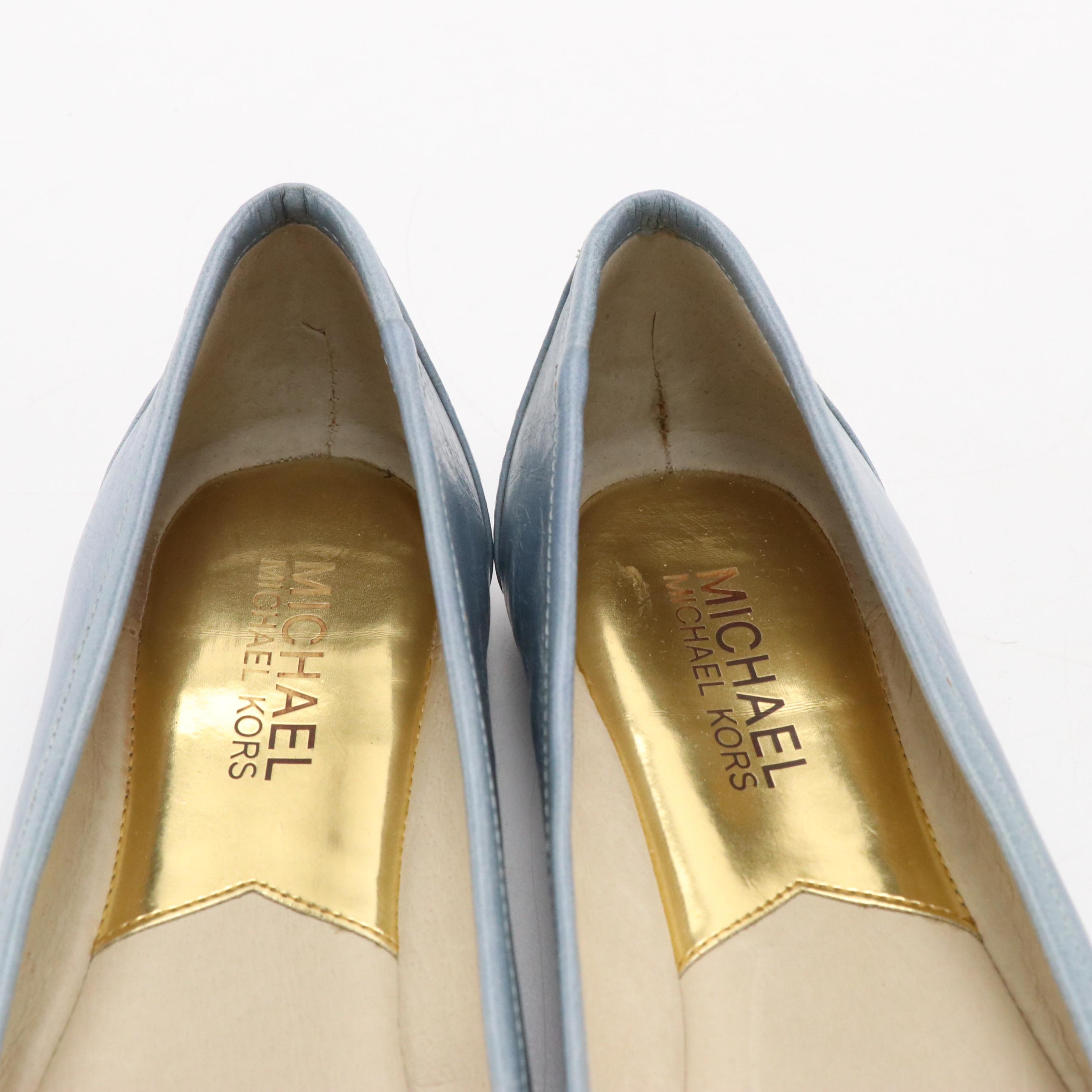 Michael Michael Kors Blue Leather Fulton Moccasin Flats and Kiera Bow Flats