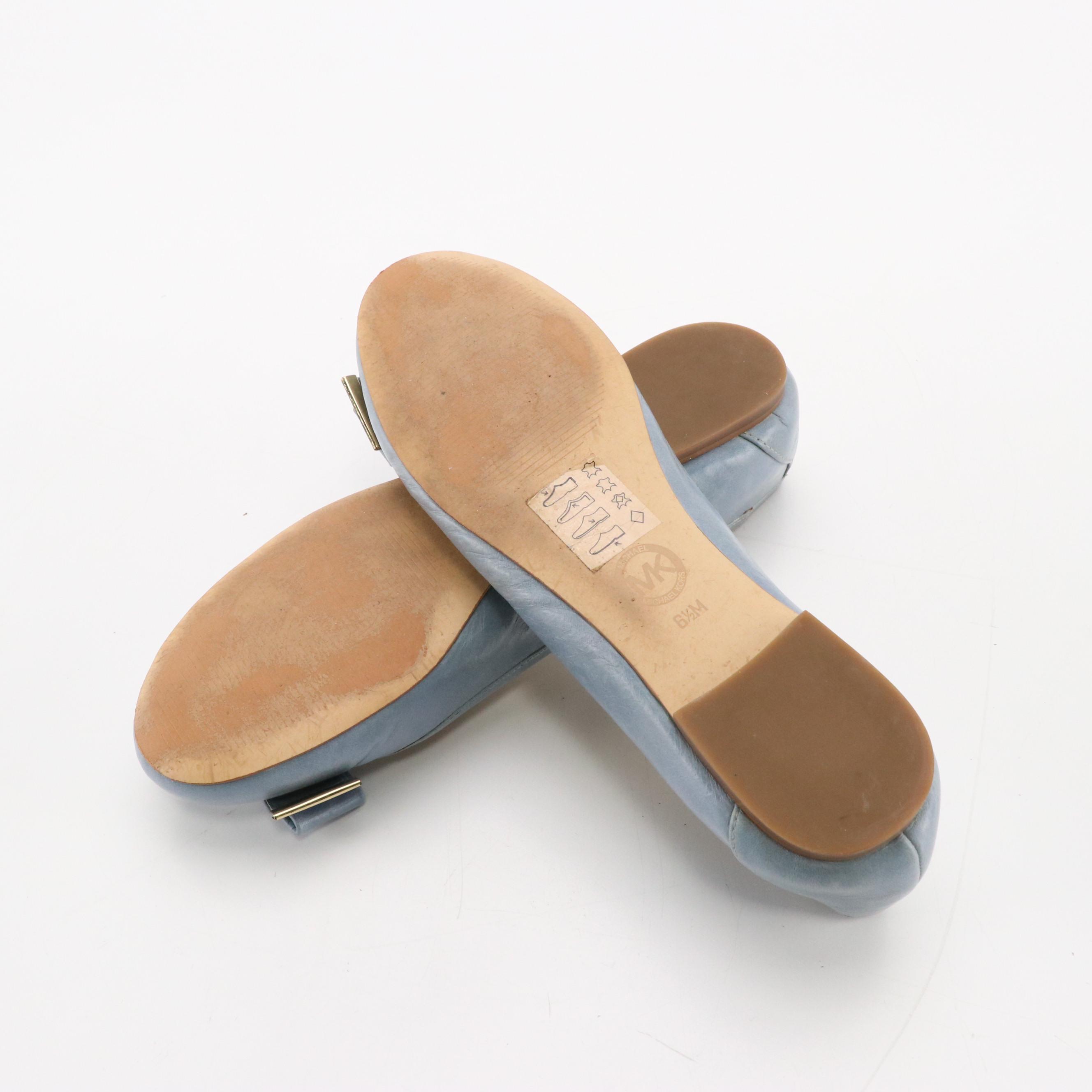 Michael Michael Kors Blue Leather Fulton Moccasin Flats and Kiera Bow Flats