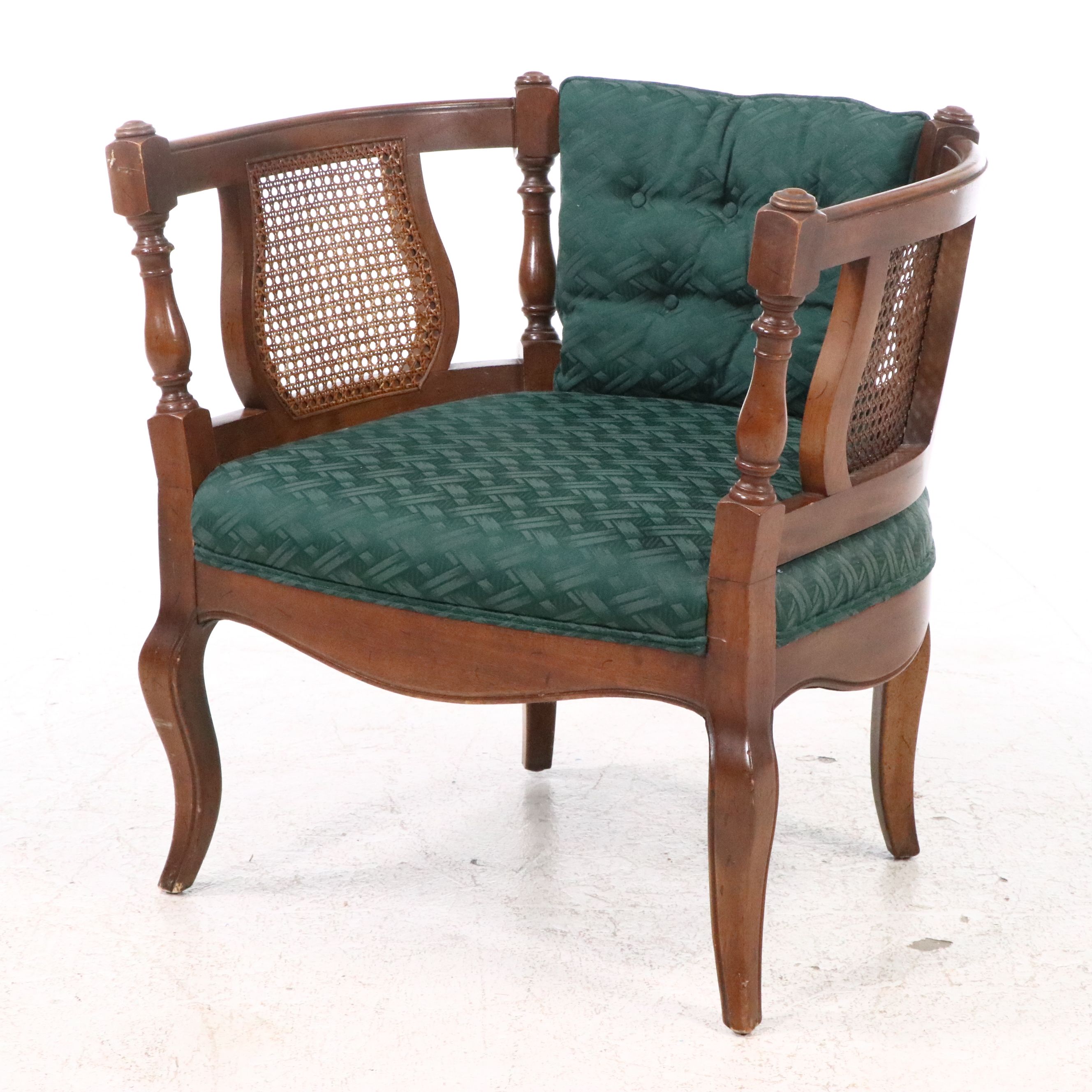 Vintage Caned Barrel Armchair