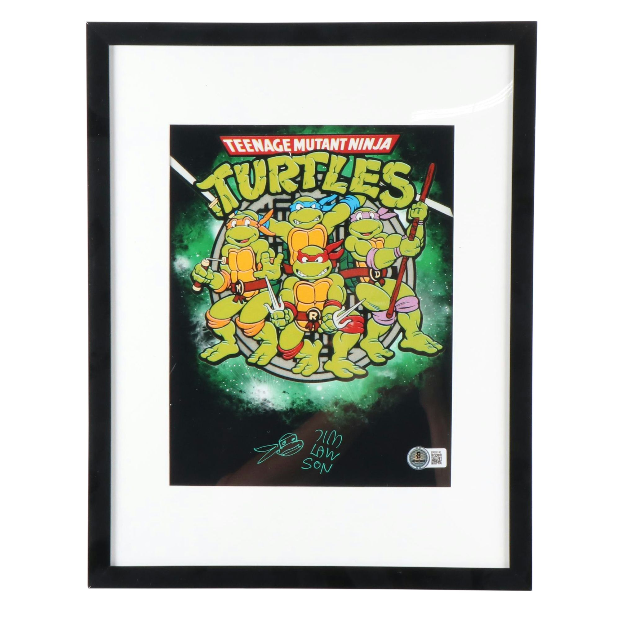 Jim Lawson Signed “Teenage Mutant Ninja Turtles” Print in Matted Frame, Beckett