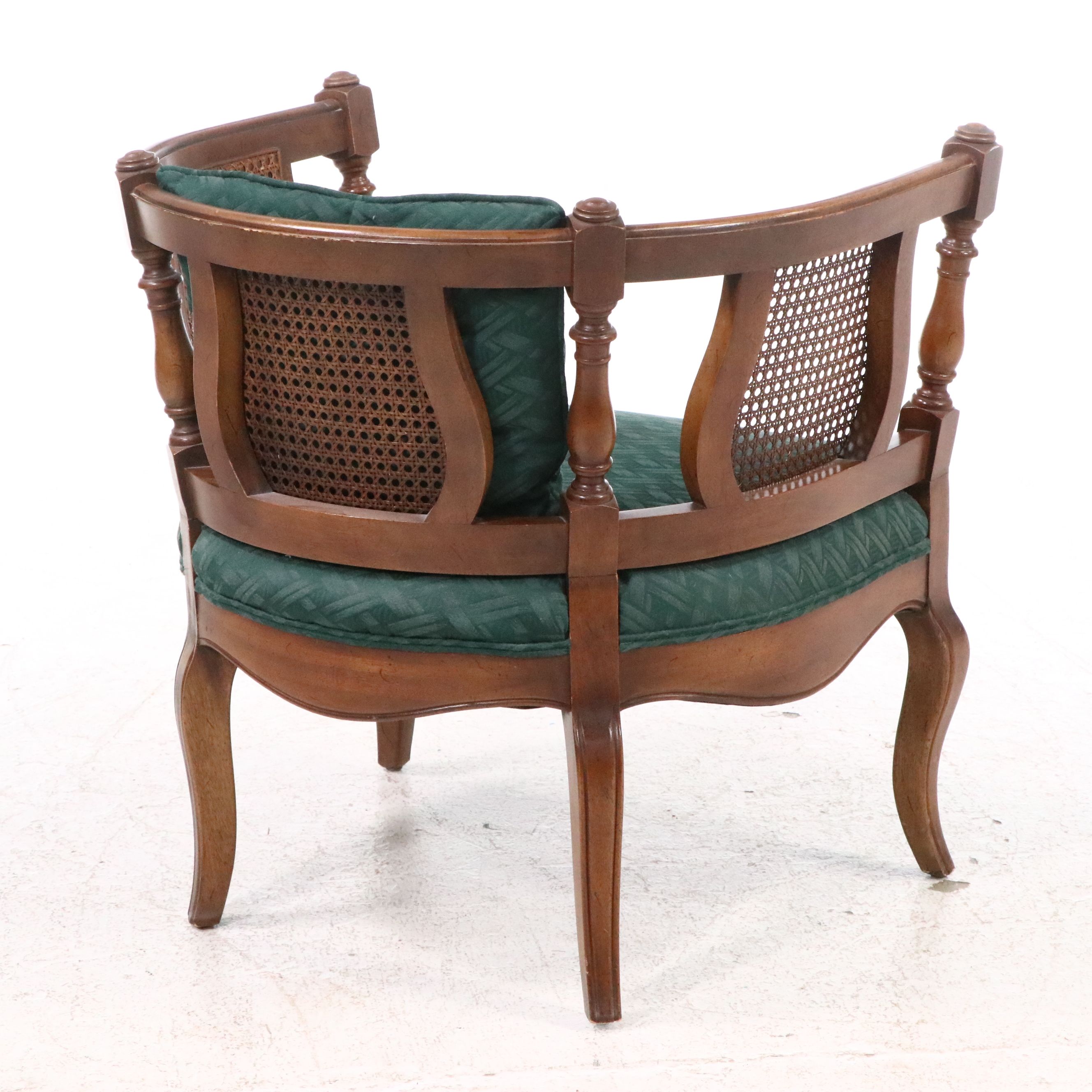 Vintage Caned Barrel Armchair