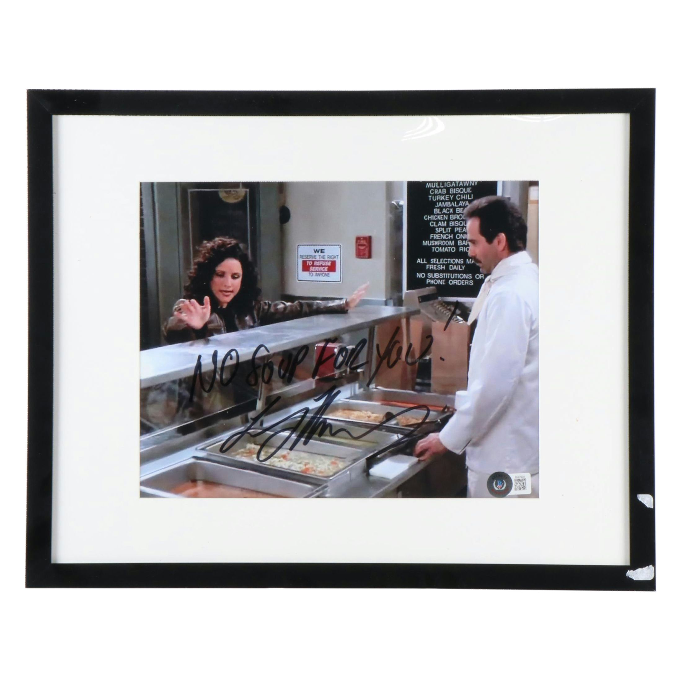Larry Thomas Signed “No Soup For You!” Seinfeld Print in Matted Frame, Beckett