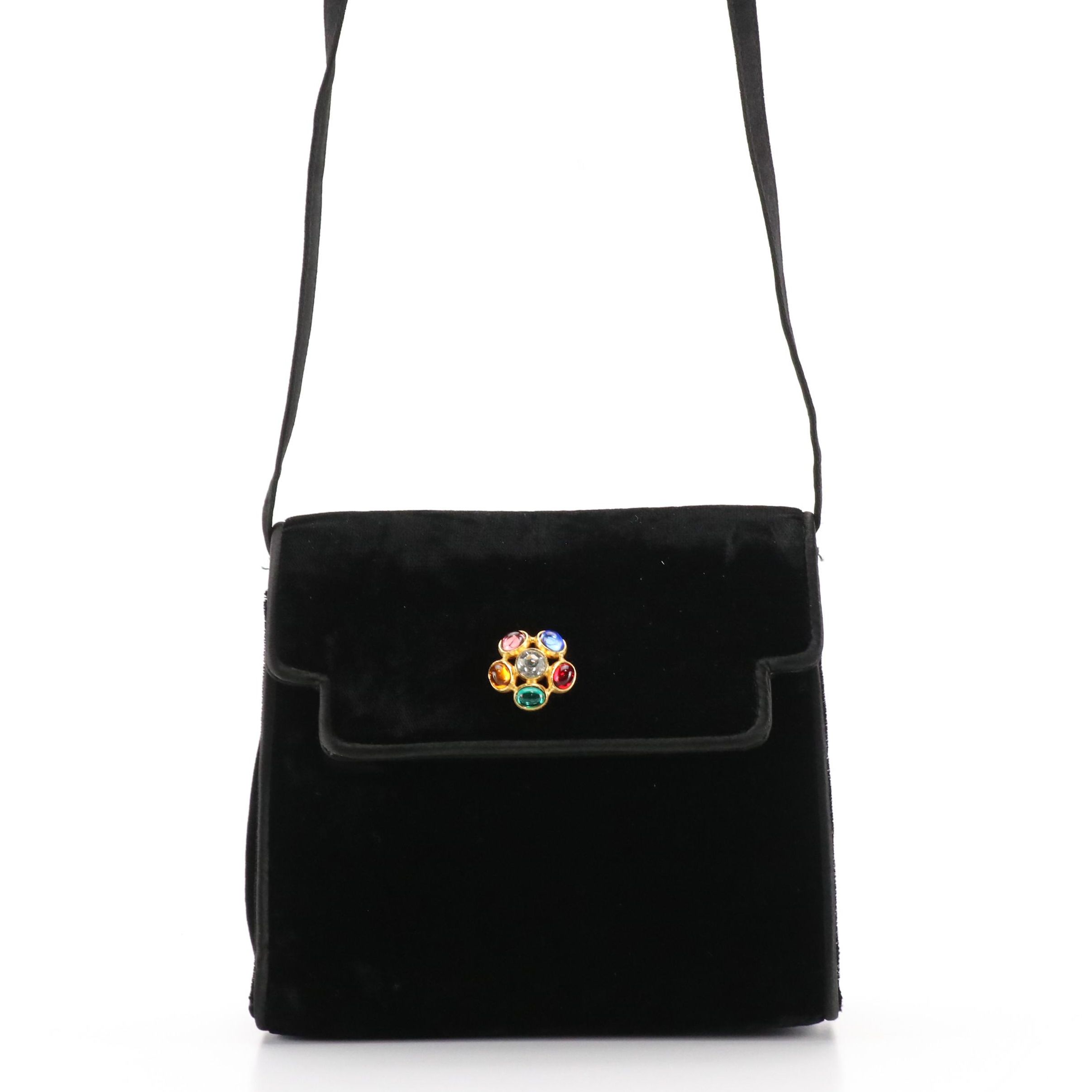 Bally Jewel Clasp Velvet Evening Bag