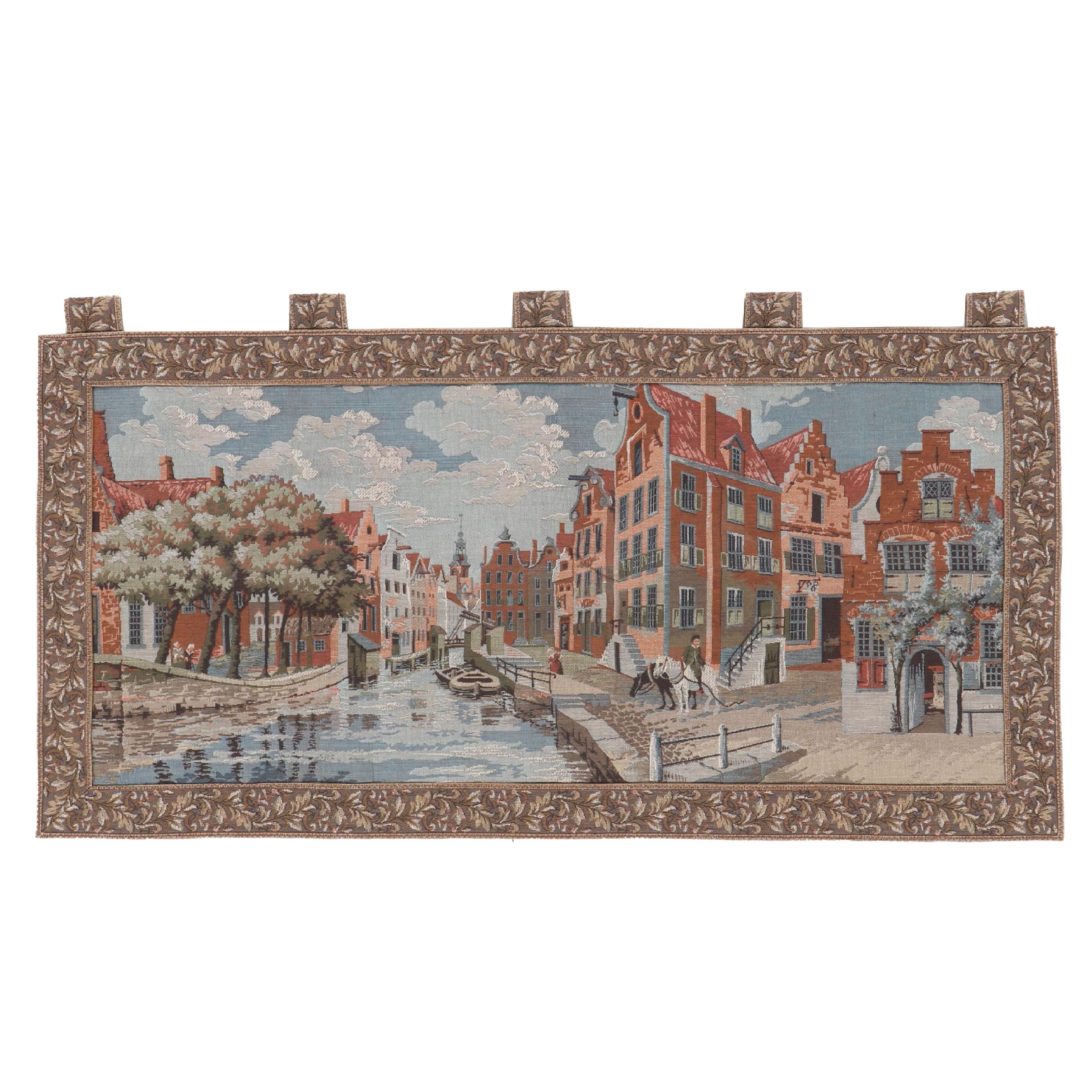 Amsterdam Canal Scene Tapestry Wall Art