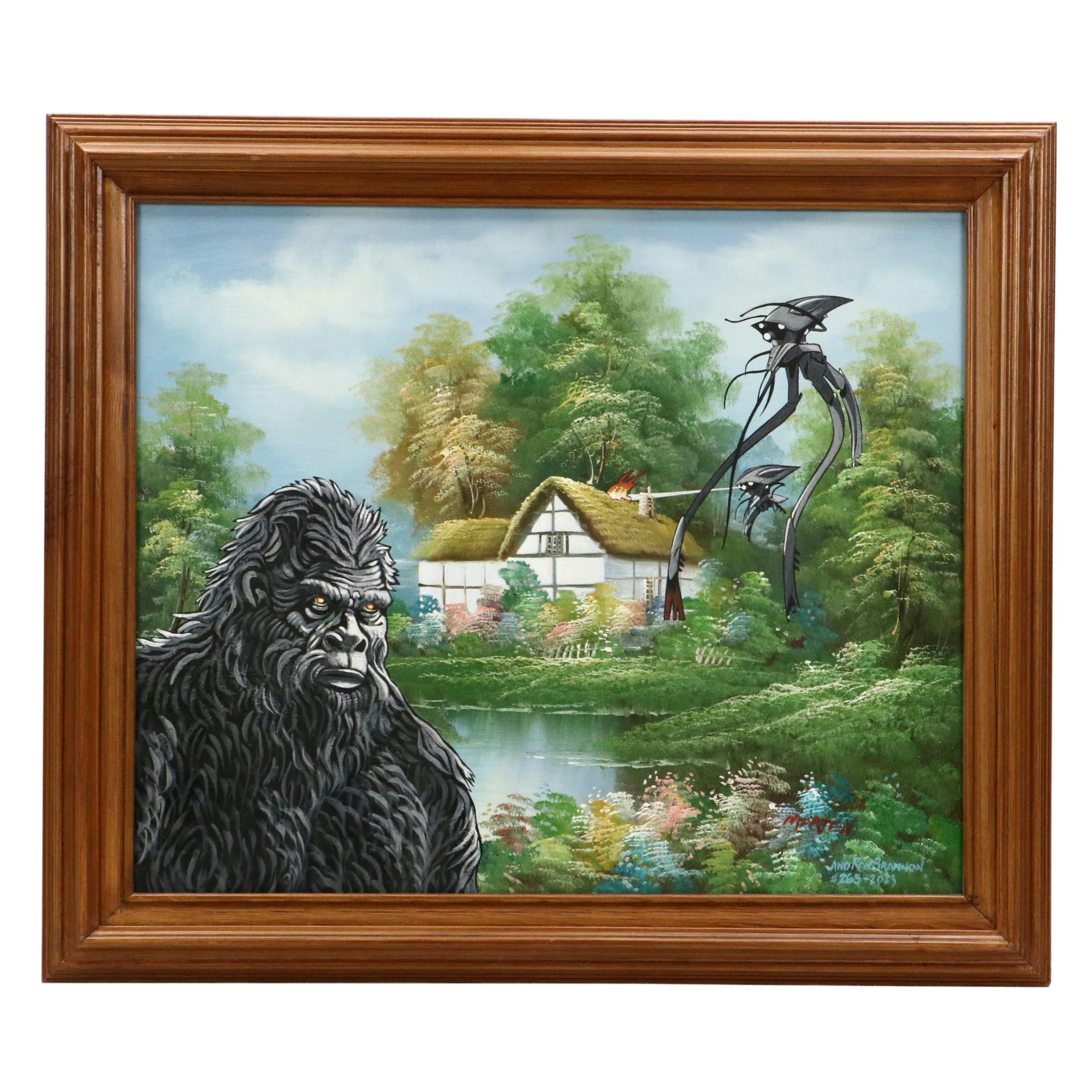 Ron Brannon Acrylic Painting on Found Painting, 2023