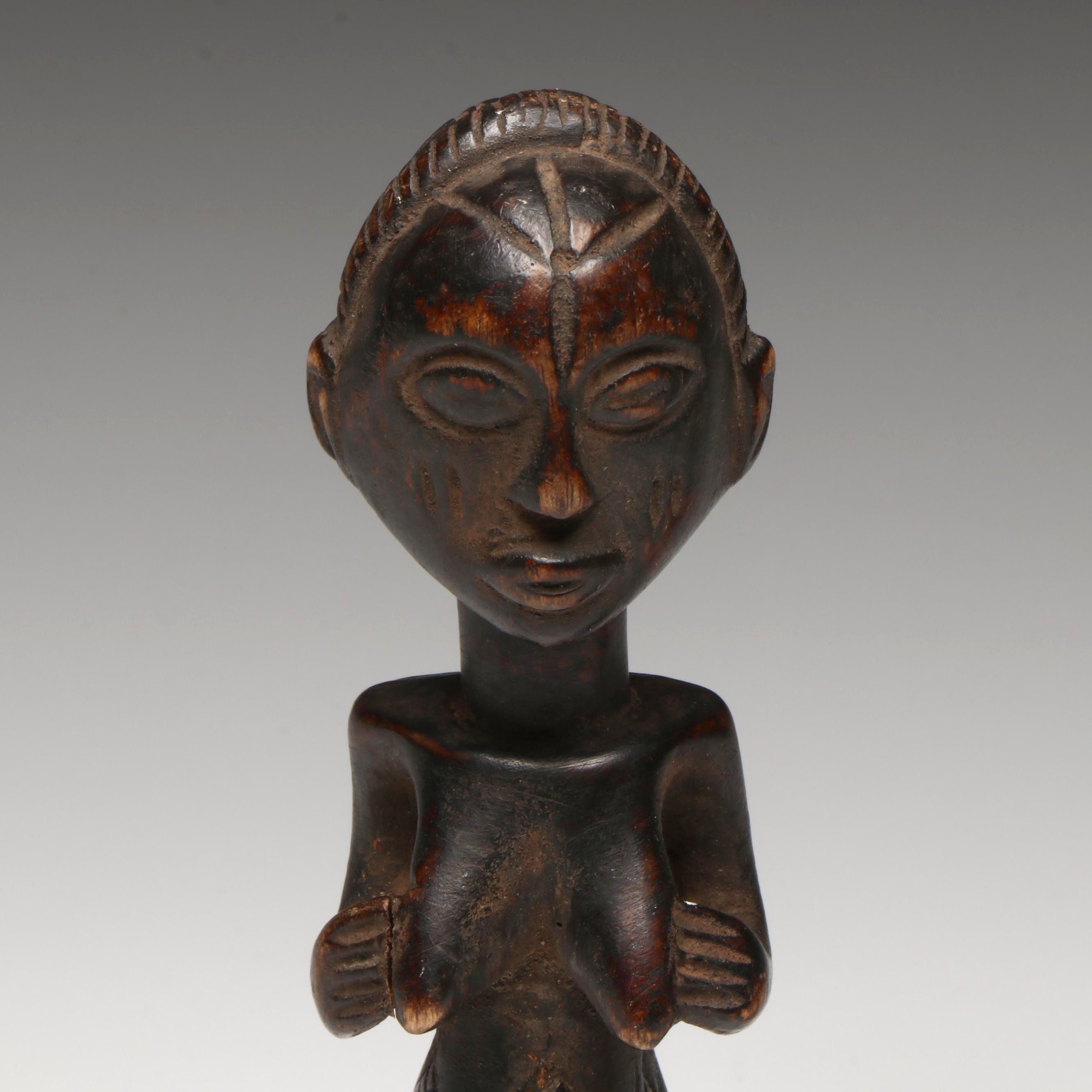 Vintage African Carved Wood Statuettes of Female Figures