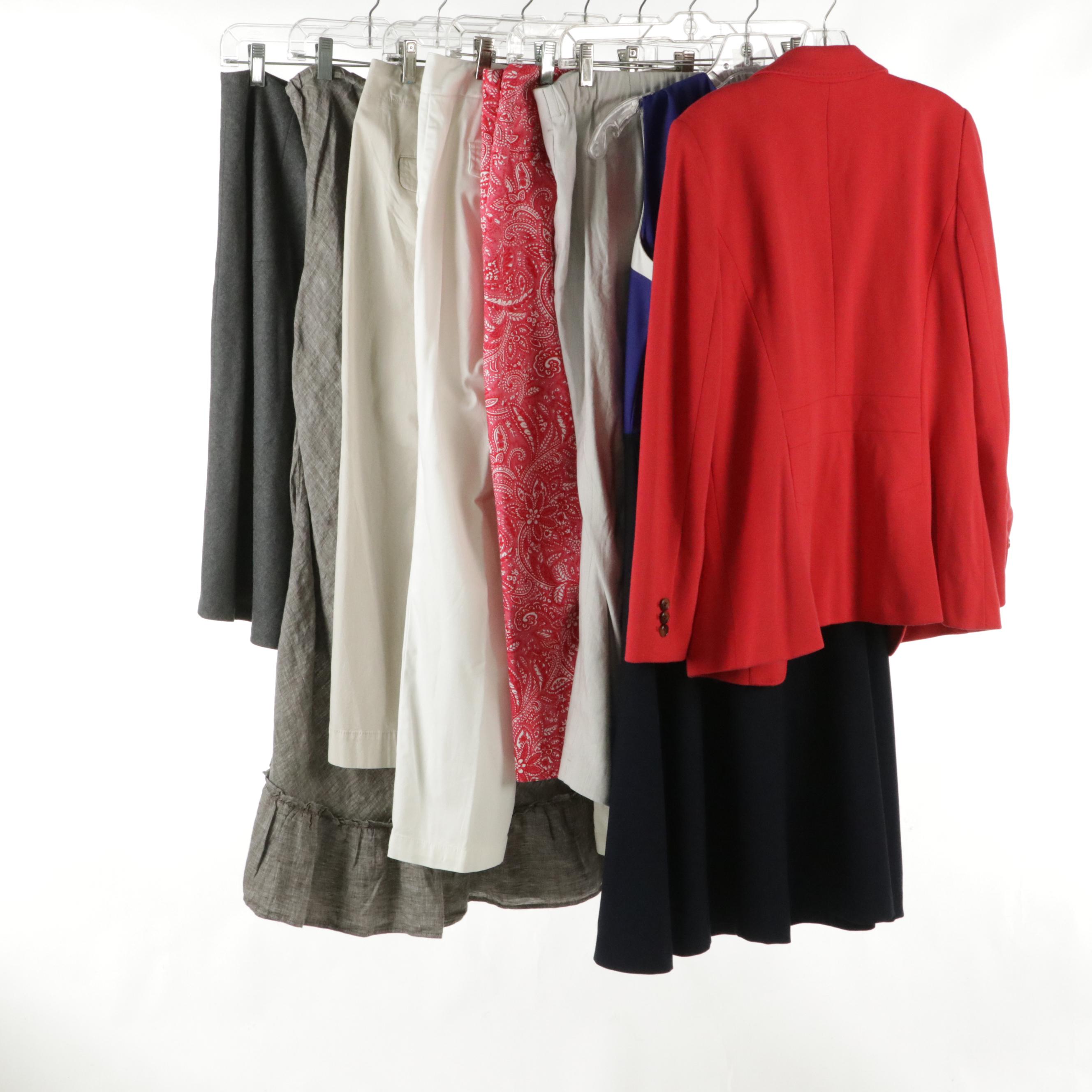 Eddie Bauer Linen Maxi Skirt, Talbots Gray Wool Skirt, Cropped Pants and More